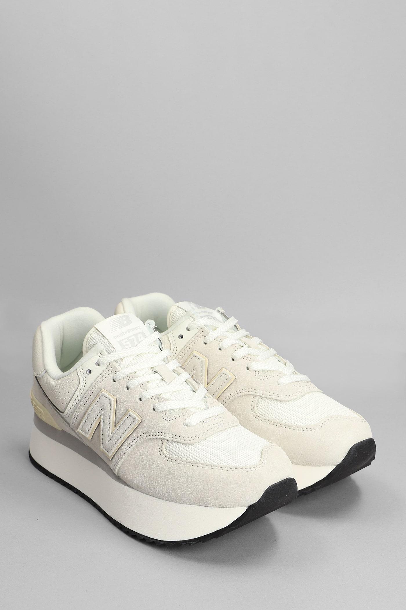New Balance 574 Sneakers In Beige Suede And Fabric in White | Lyst