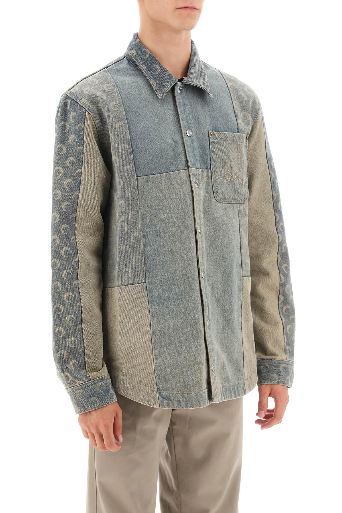 Marine Serre Moon Overshirt In Regenerated Denim in Gray for Men