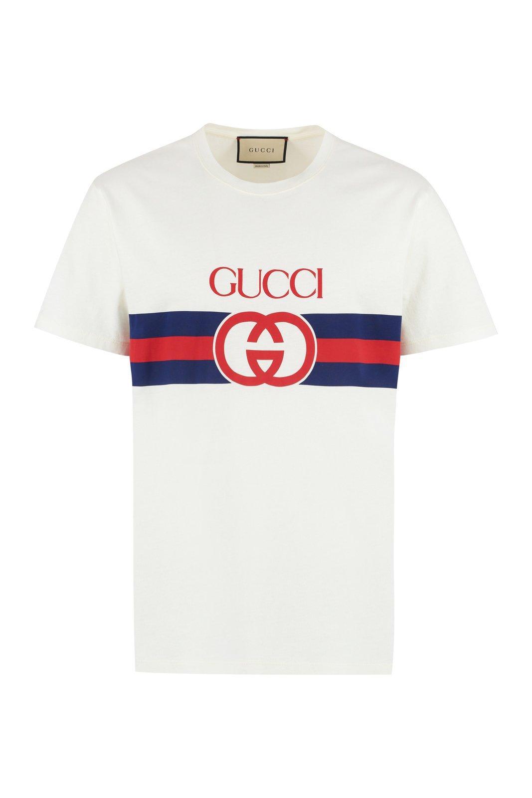 Gucci Round GG Printed T-shirt in White for Men | Lyst