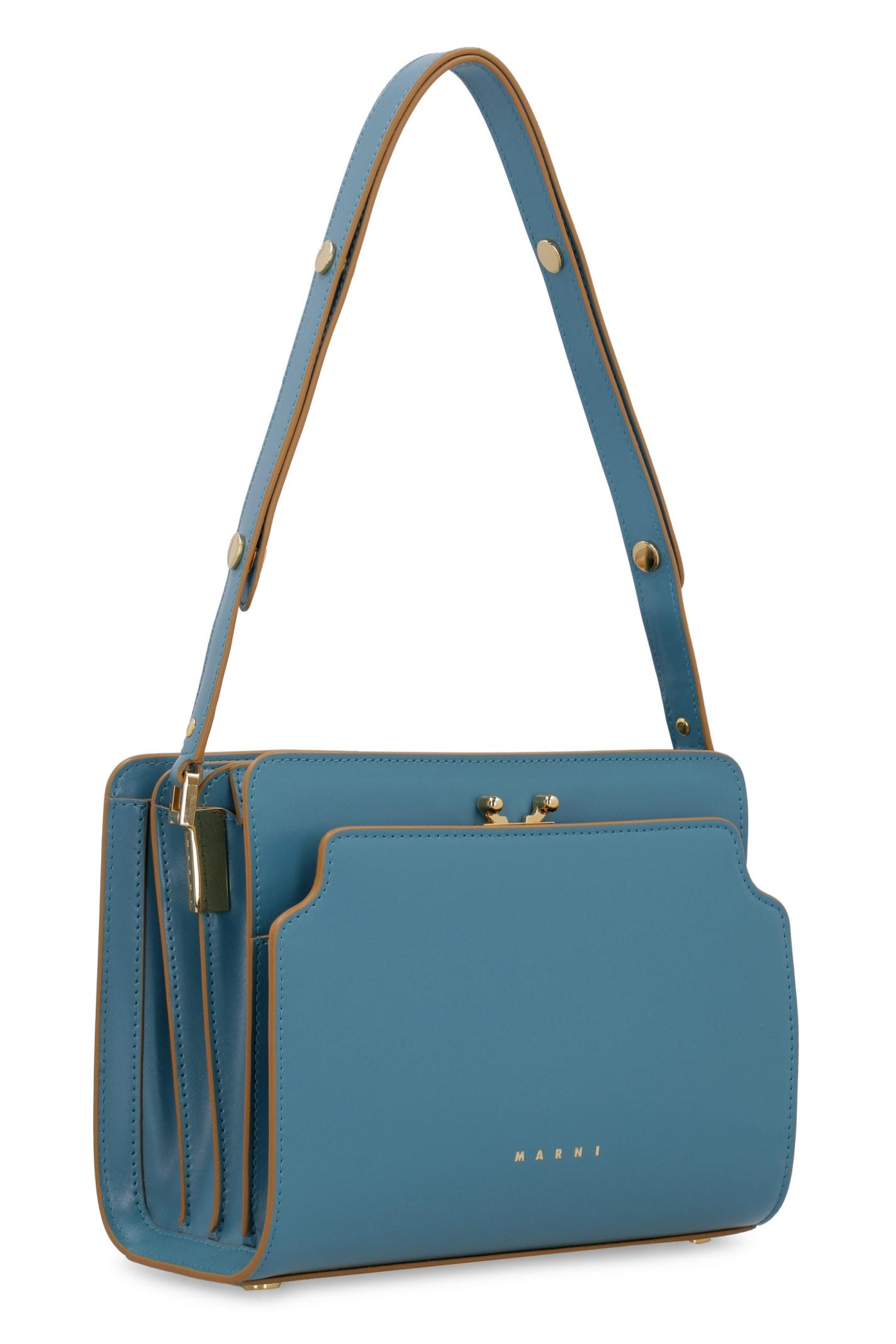 Trunk Mini Leather Shoulder Bag in Blue - Marni