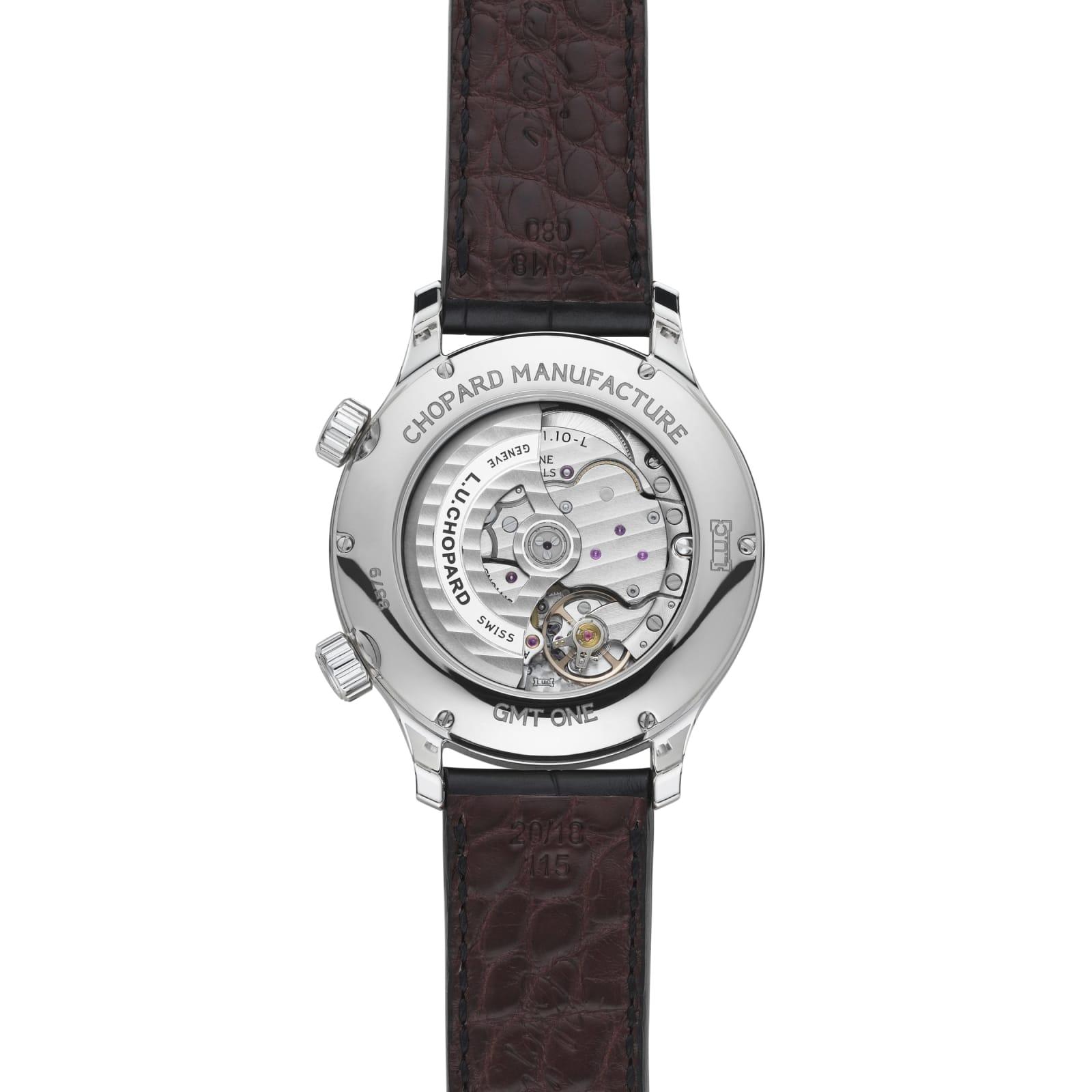 Chopard L.U.C Classic GMT Black Dial Black Leather Men's Watch