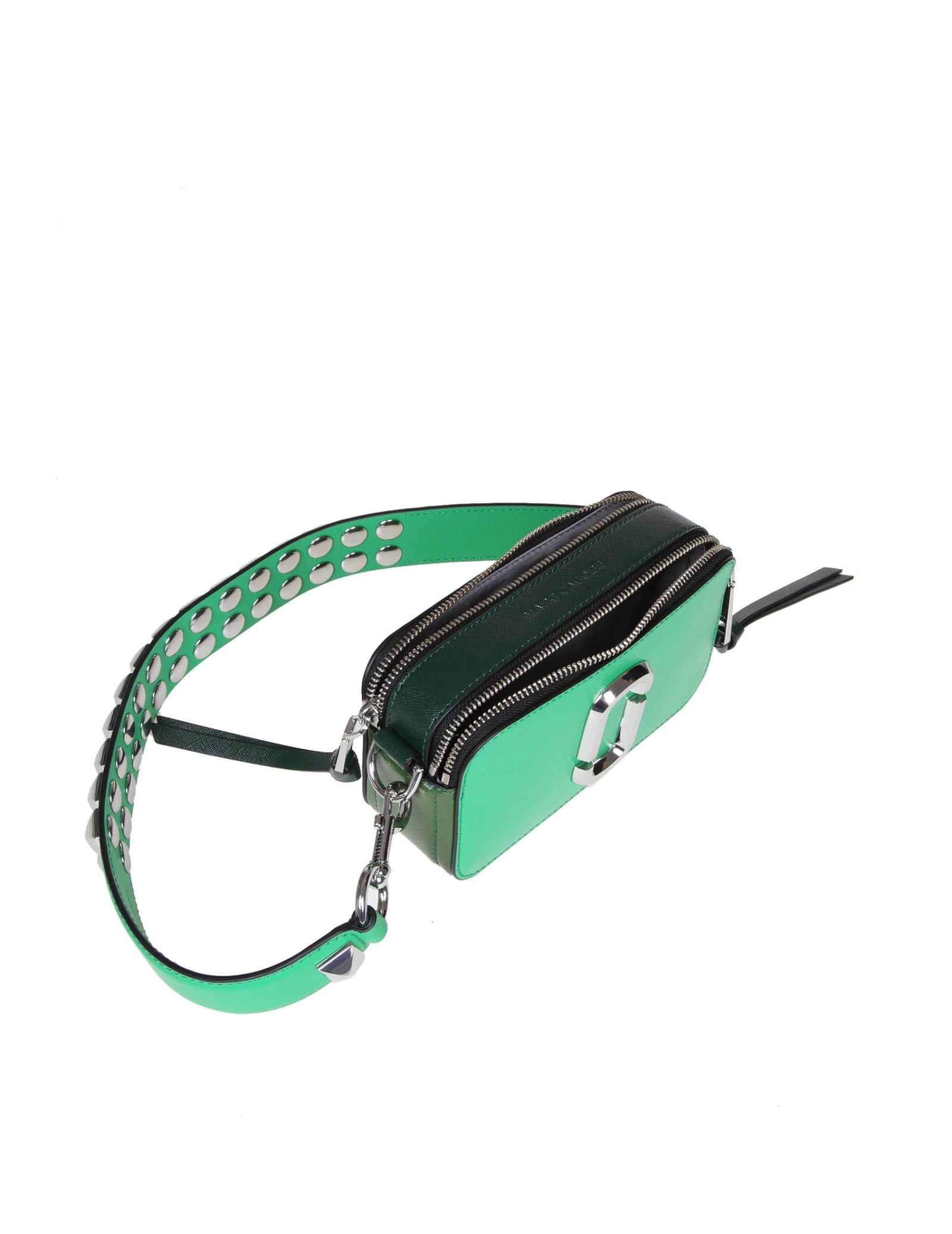 Marc Jacobs Snapshot Bag In Leather With Applied Studs In Green