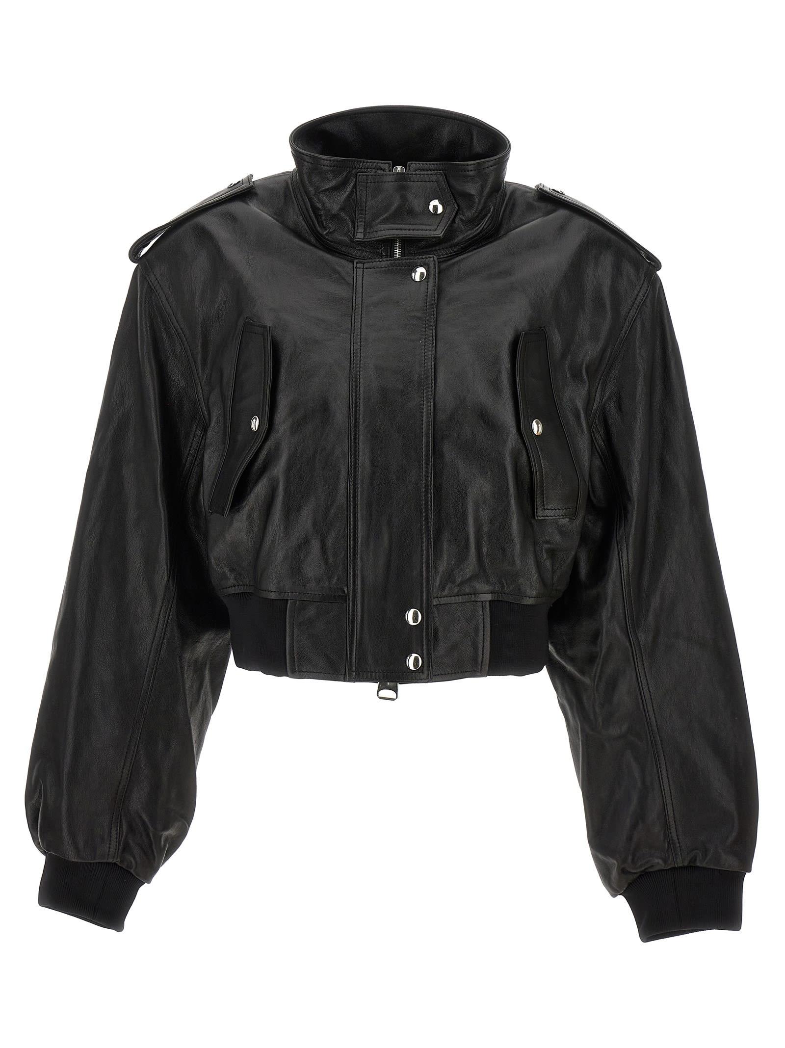 関税・送料込 KHAITE Kember Jacket レザー ジャケット Kember cropped leather bomber jacket in black - Khaite