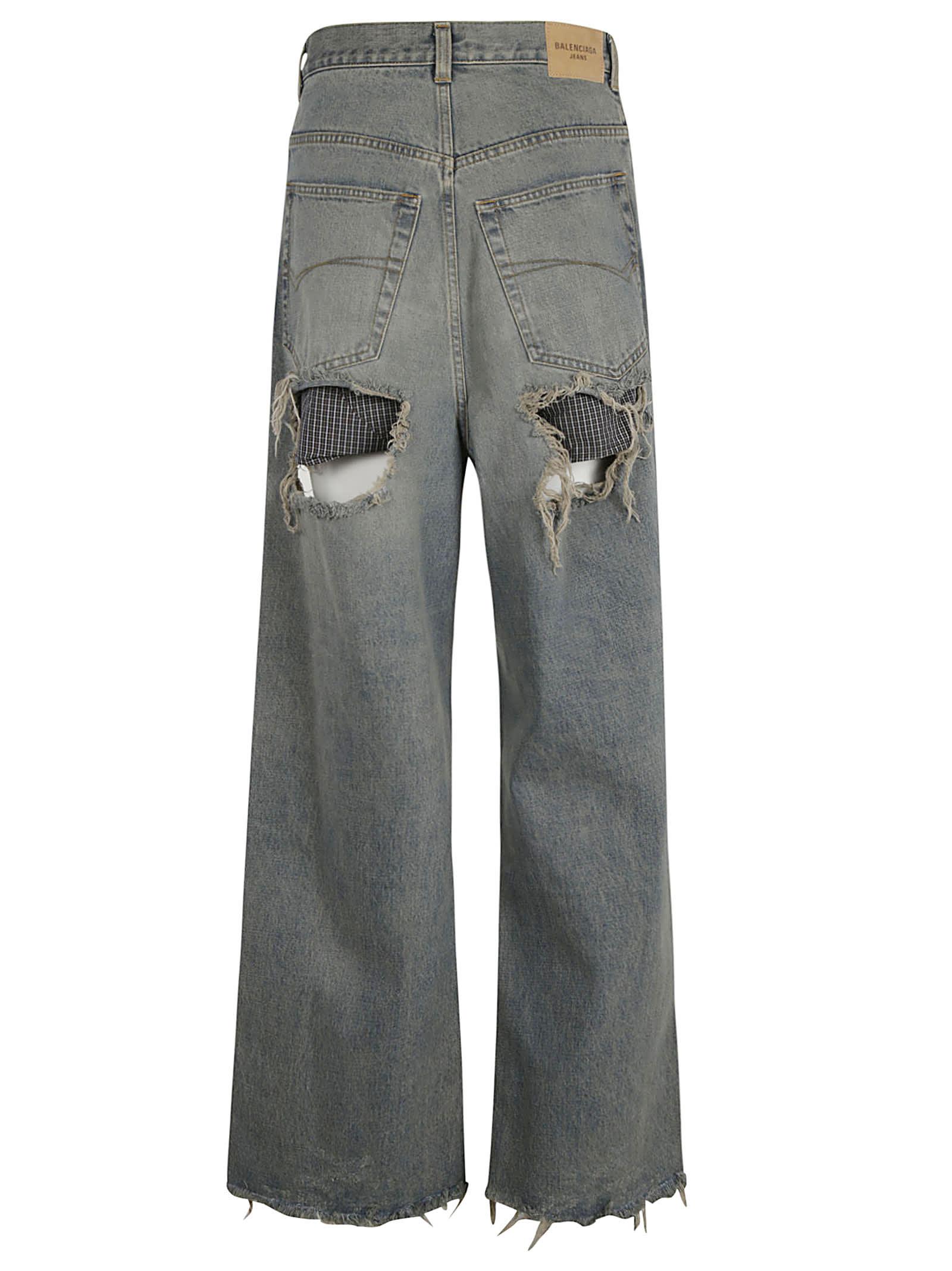 Balenciaga Destroyed baggy Jeans in Gray for Men | Lyst