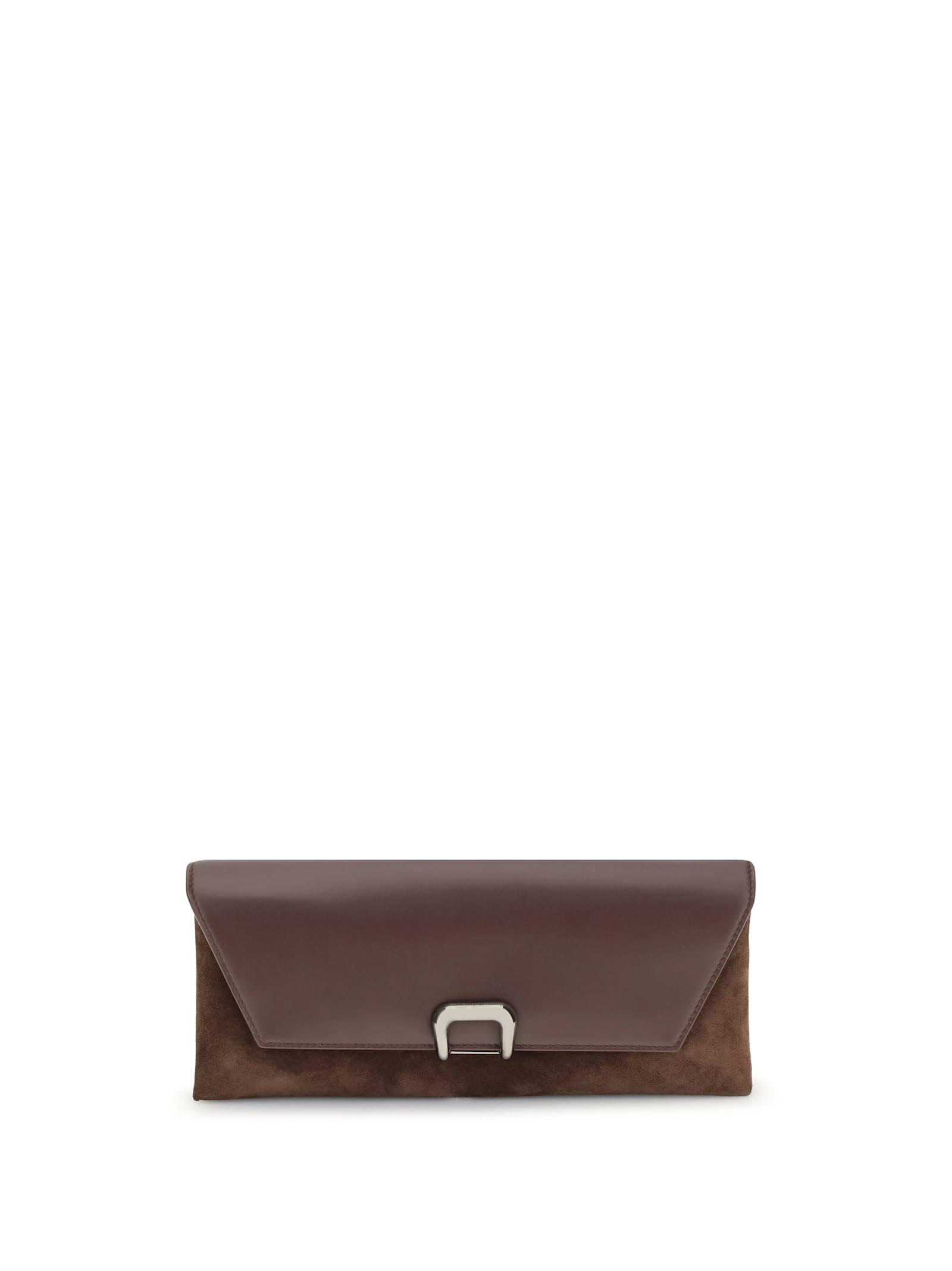 クラッチバッグ Brunello Cucinelli Structured Suede Leather Clutch With Top BC Duo clutch bag for Woman in Ivory | Brunello Cucinelli