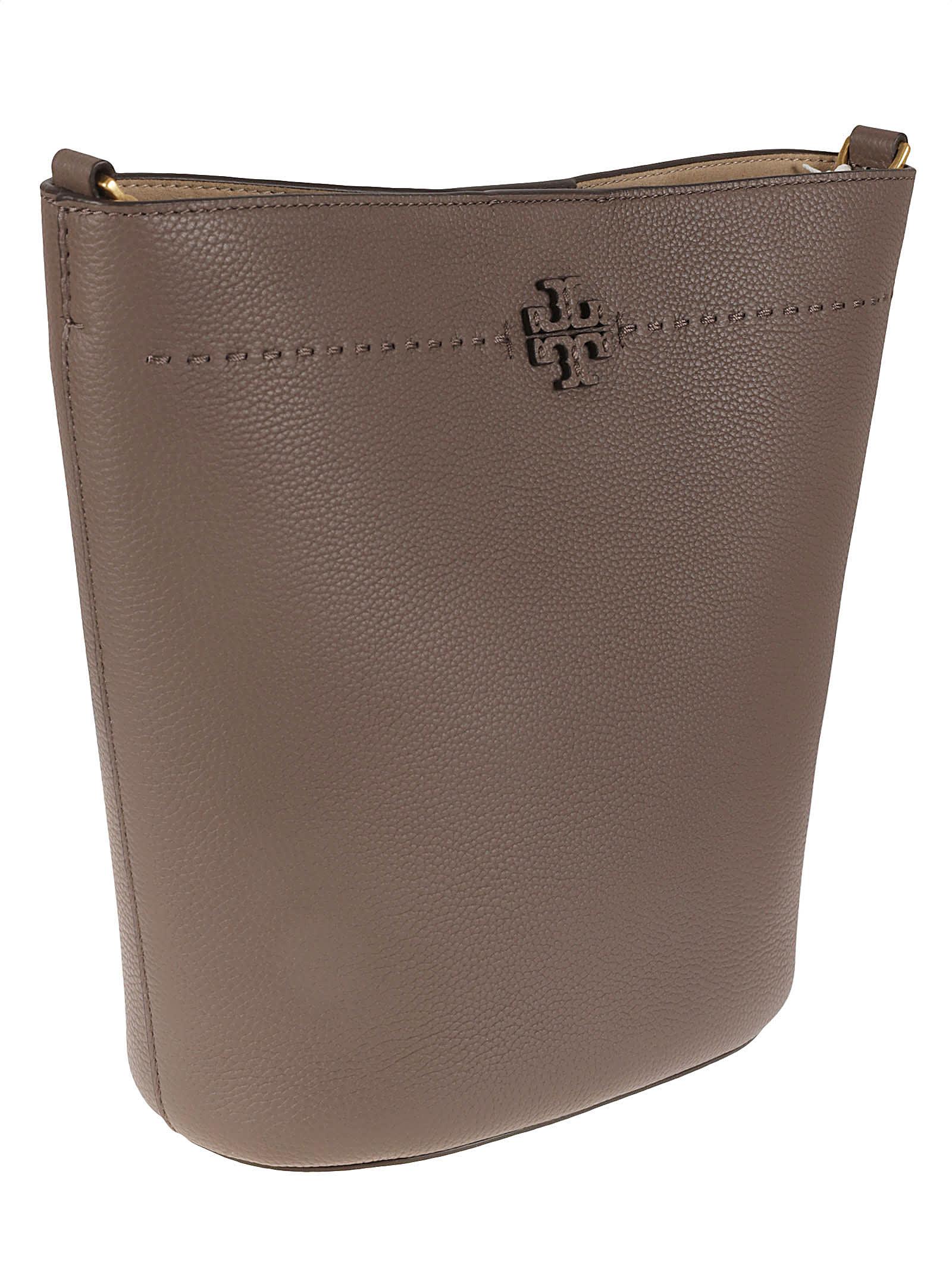 Tory Burch Mcgraw Leather Bucket Bag - Brown