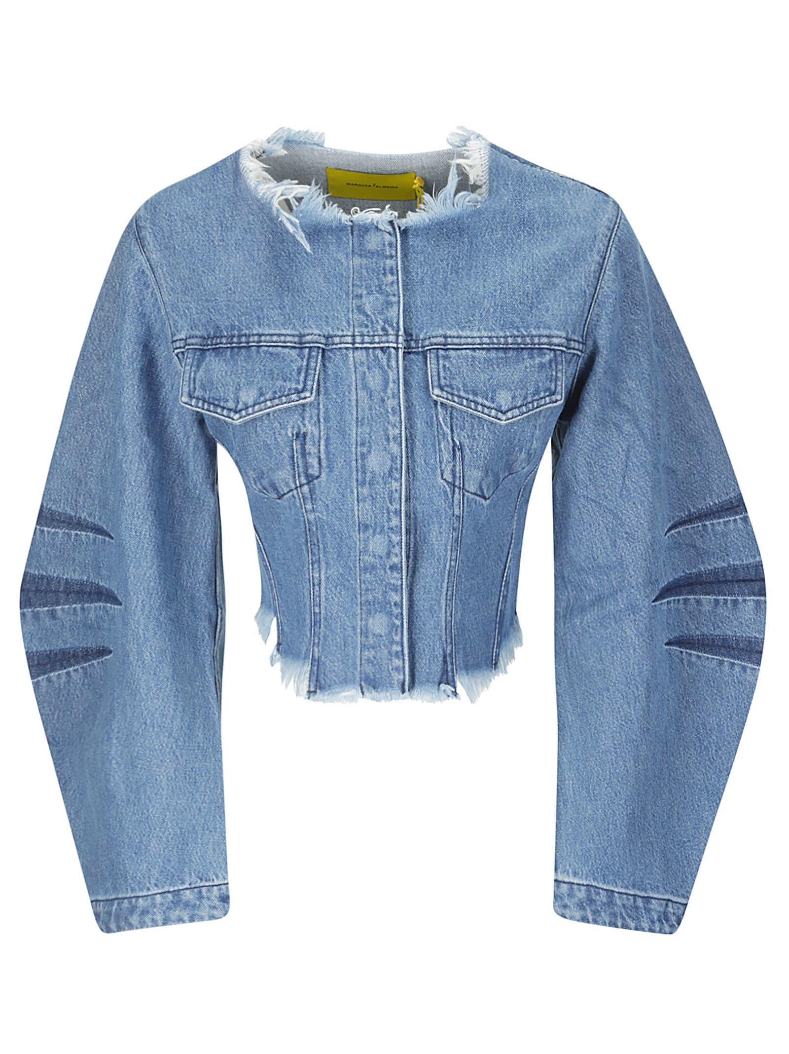 Marques'Almeida Round Sleeve Cropped Jacket in Blue | Lyst