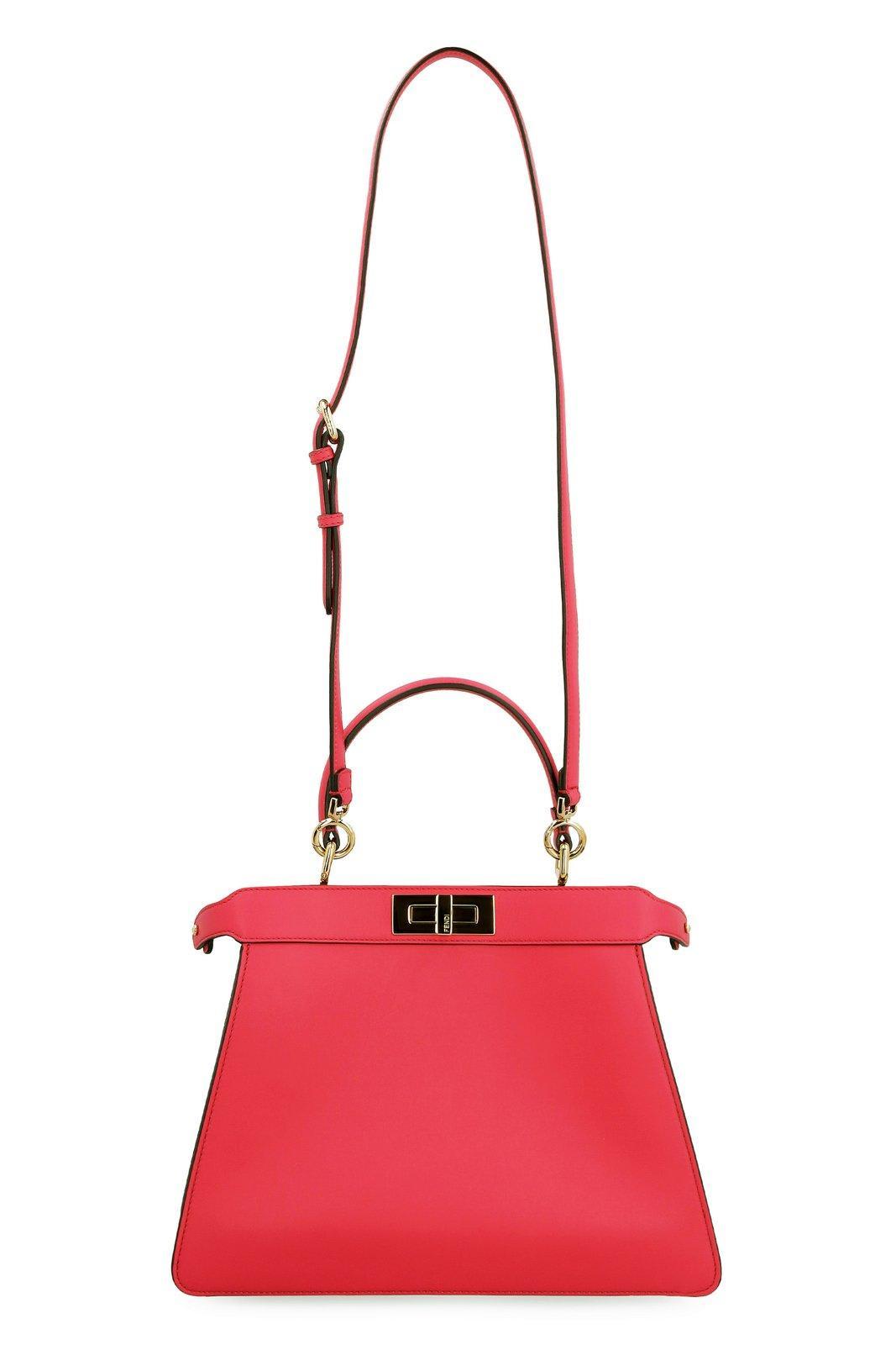 FENDI mini Peekaboo leather tote bag - Red