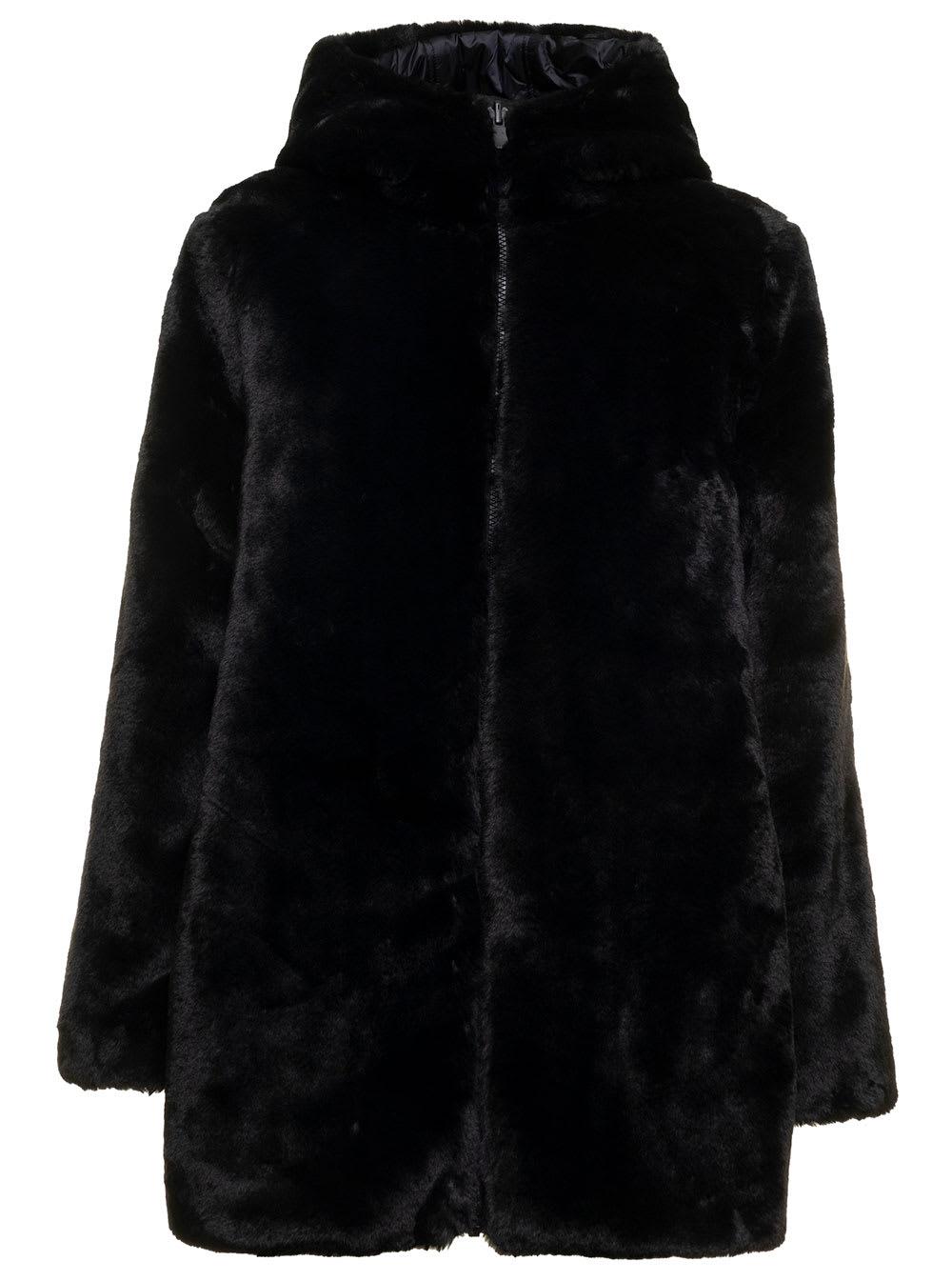 Black Bridget Reversible Eco Fur Coat 