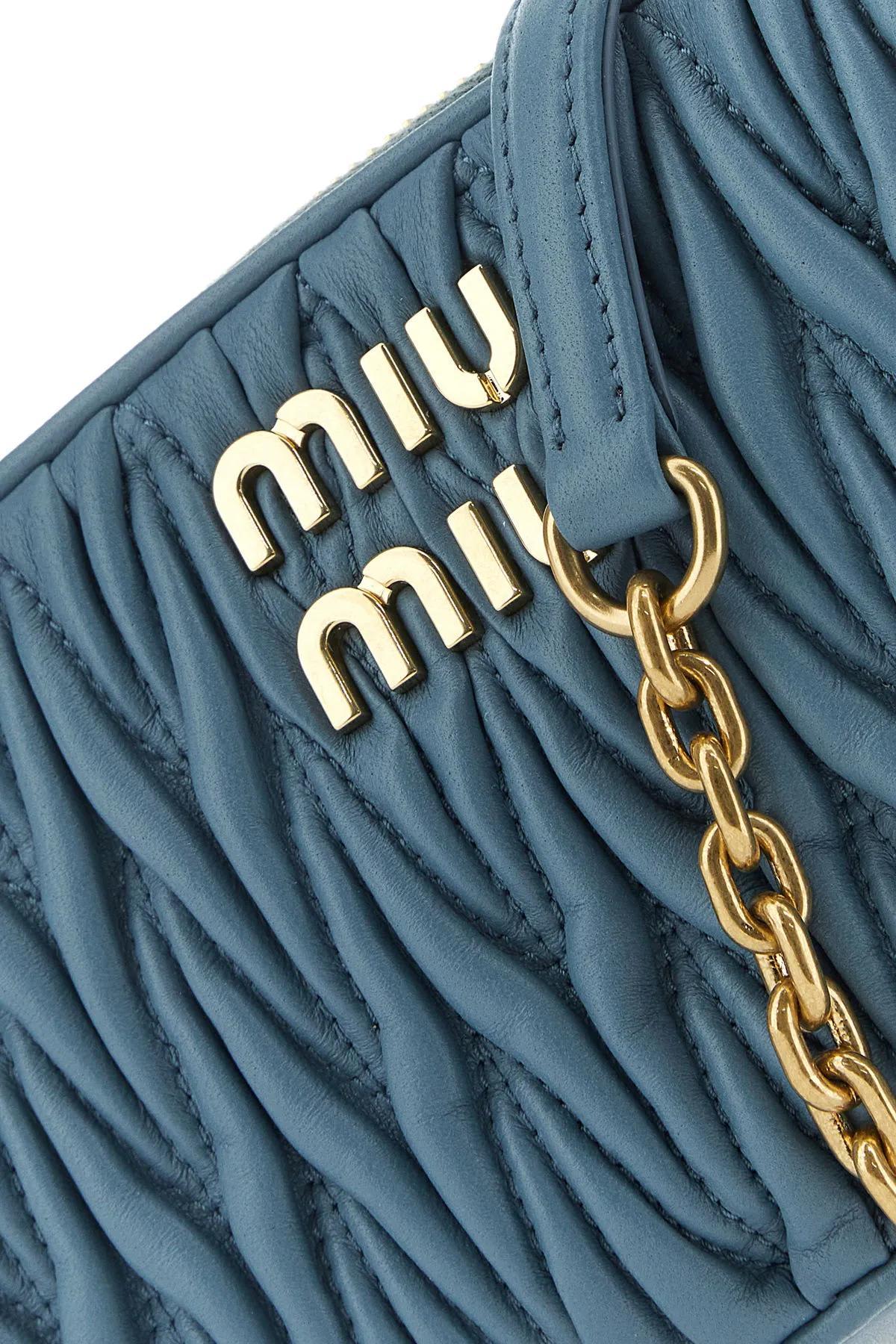 Miu Miu Matelassé Nappa Leather Mini Bag in Blue | Lyst