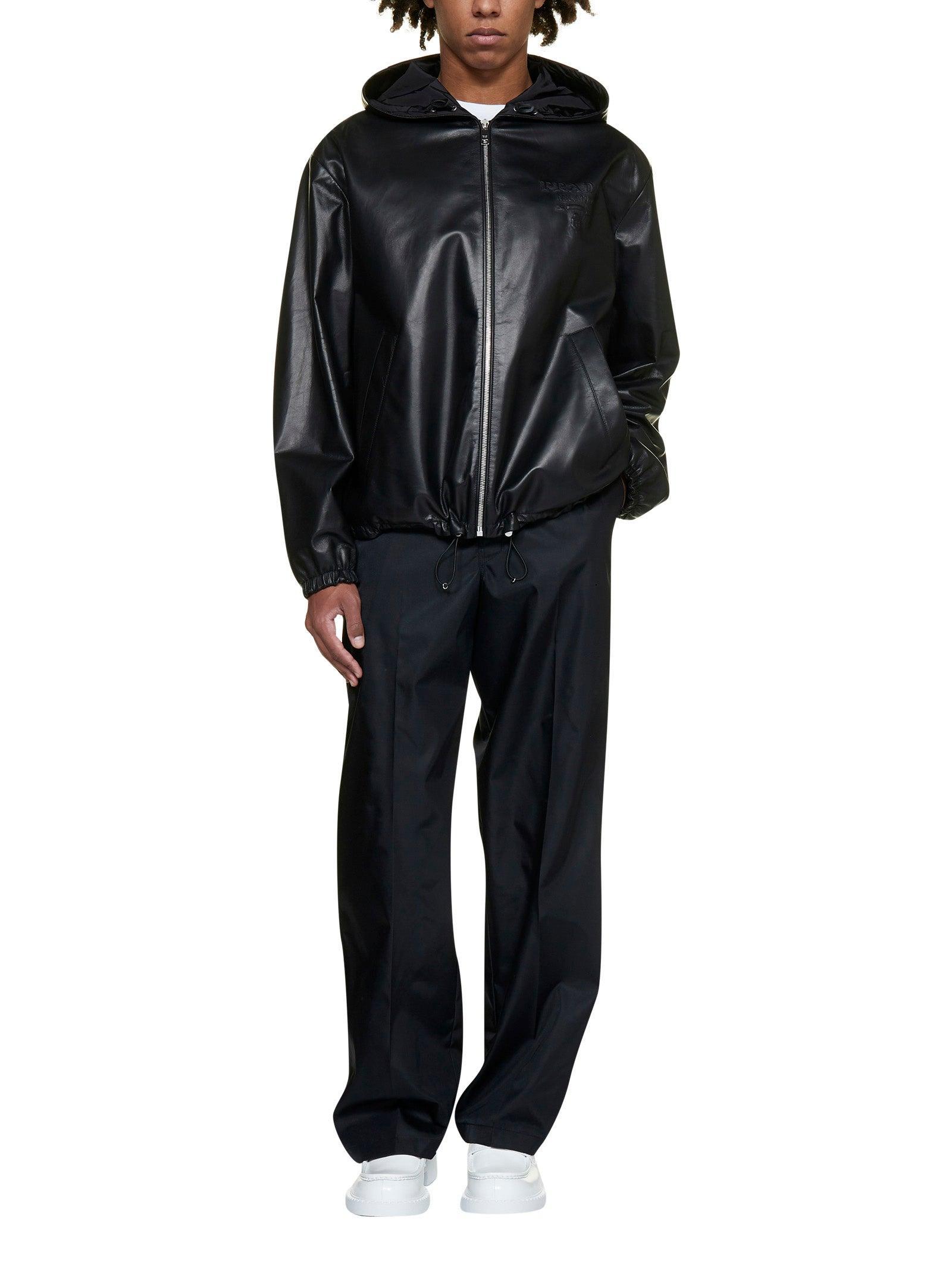 Prada Hooded Leather Jacket in Black | Lyst Prada Hooded Leather Jacket in Black | Lyst