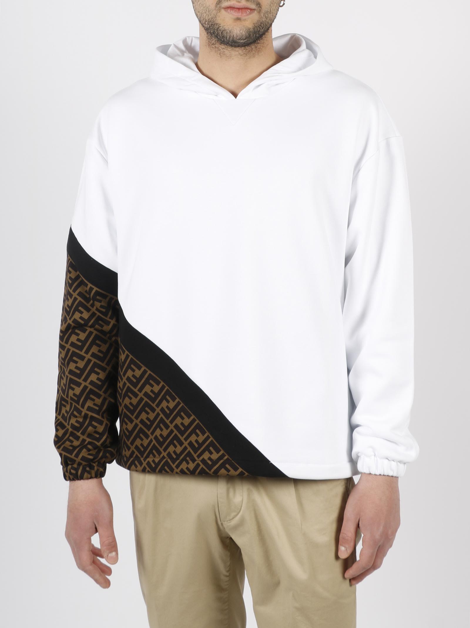 Fendi Diagonal Sweatshirt in White for Men | Lyst