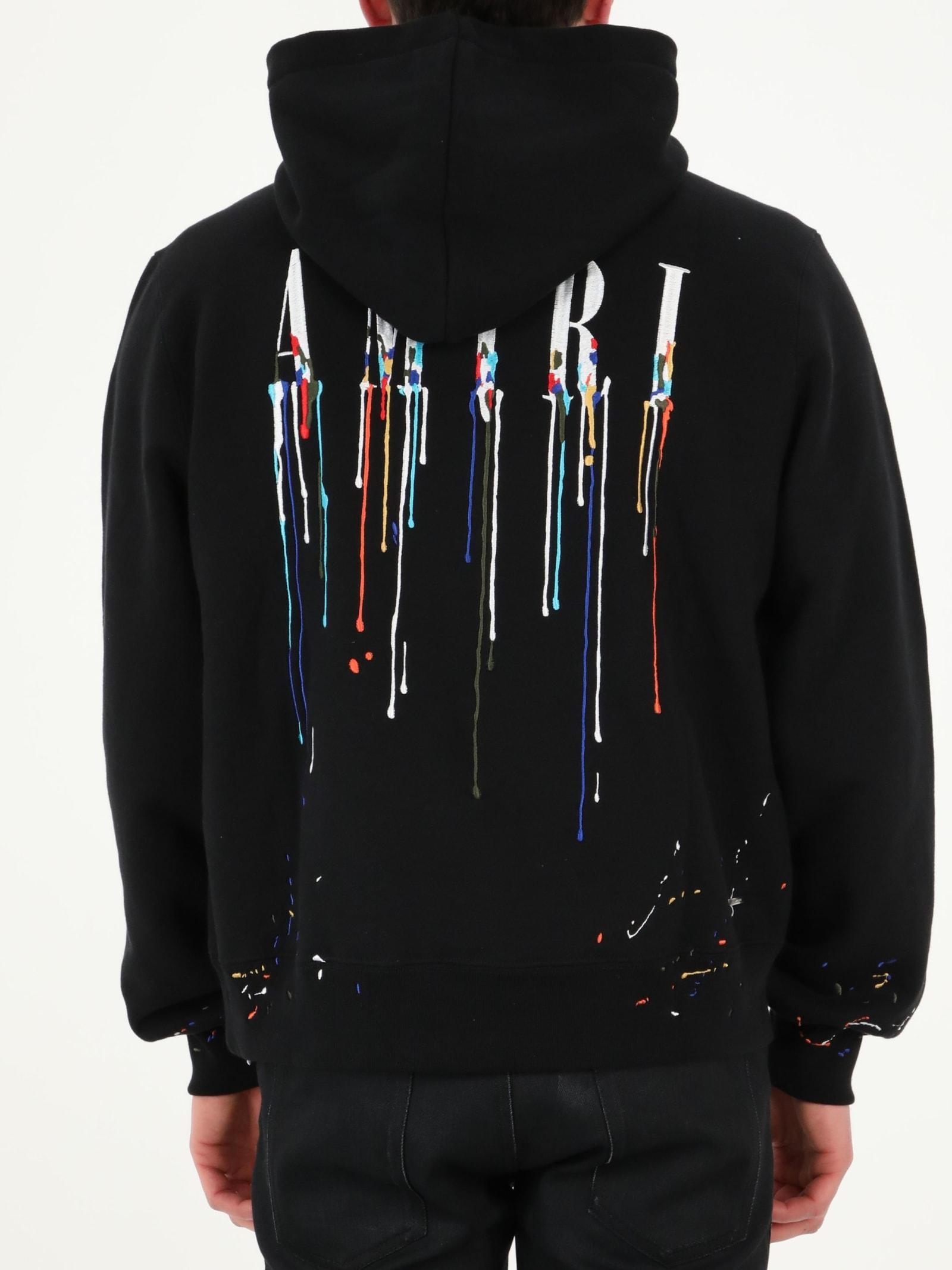 Amiri Paint Drip Logo Cotton Hoodie, Men's, City of Toronto