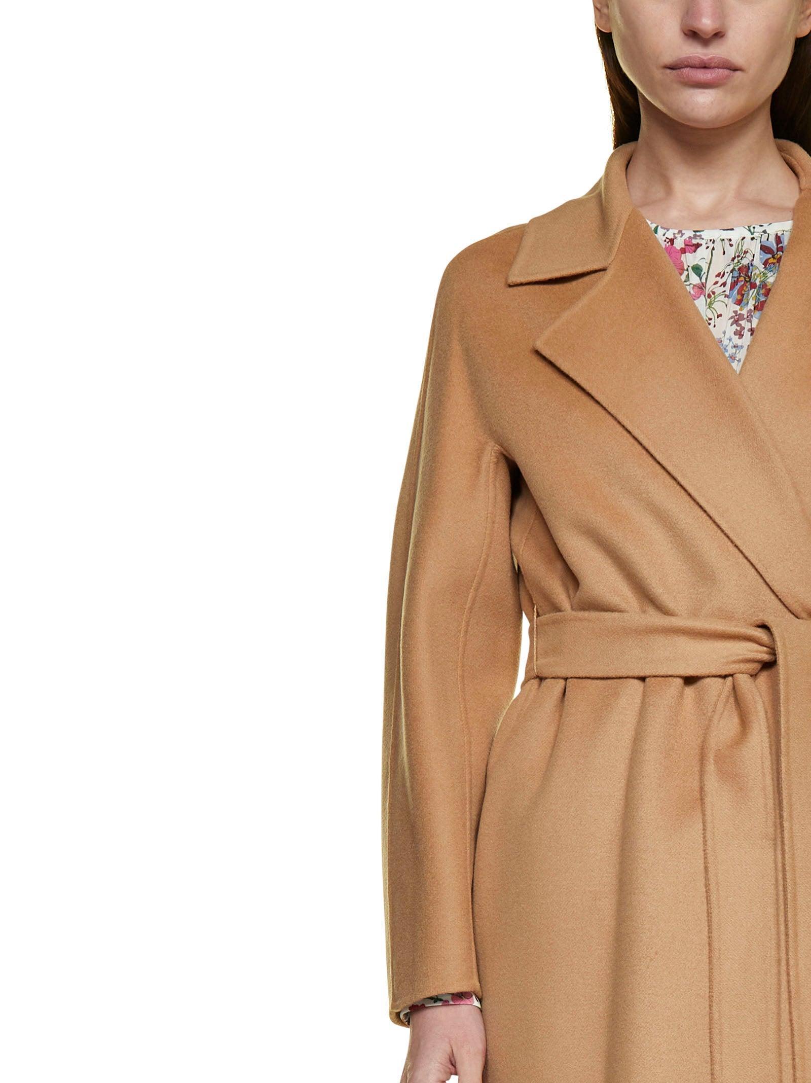 Max Mara Studio Cles Wool, Cashmere And Silk Coat in Natural | Lyst