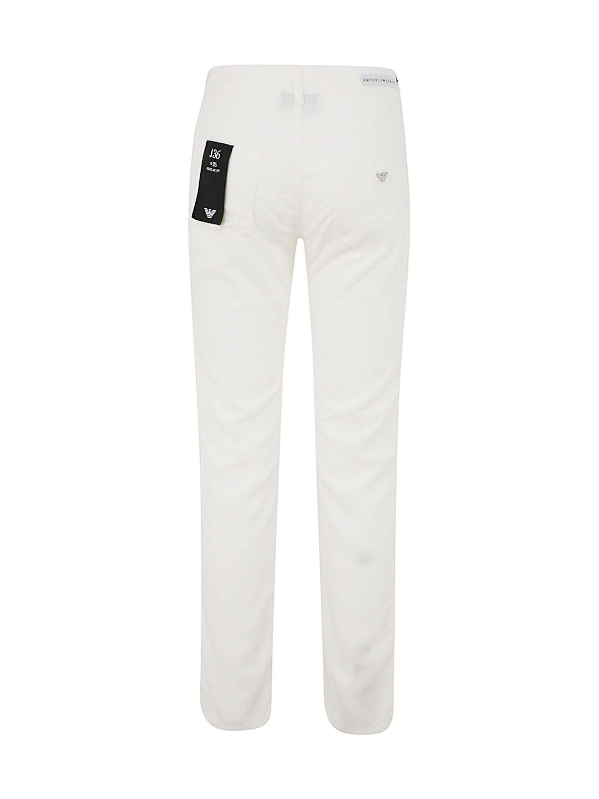 Emporio Armani Linen 5 Pockets Jeans in White | Lyst