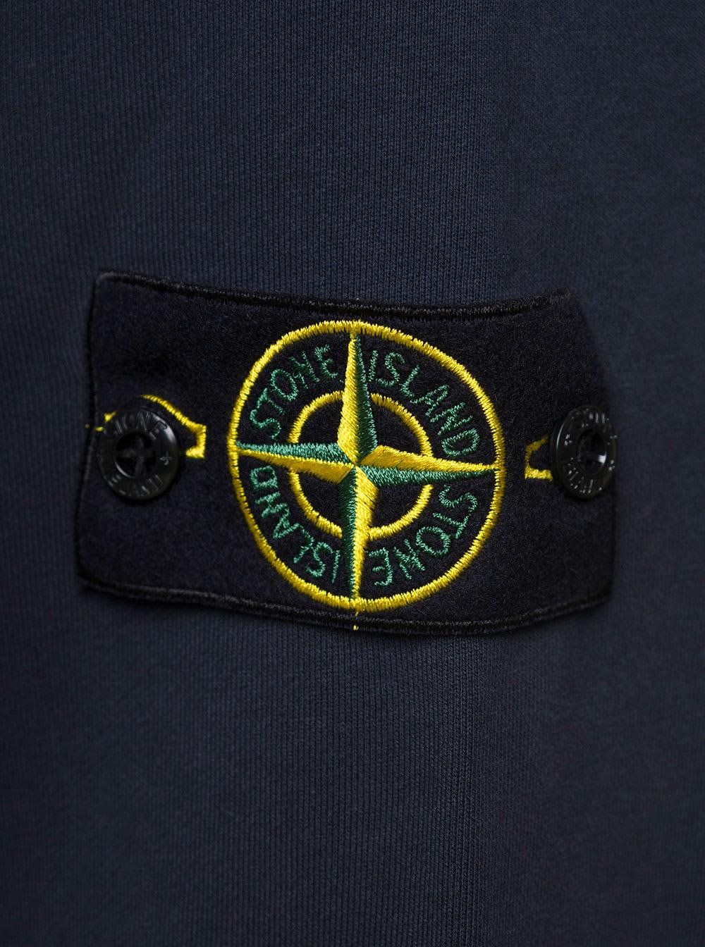 Stone Island Blue Hoodie With Side Logo Patch In Cotton Man for Men | Lyst