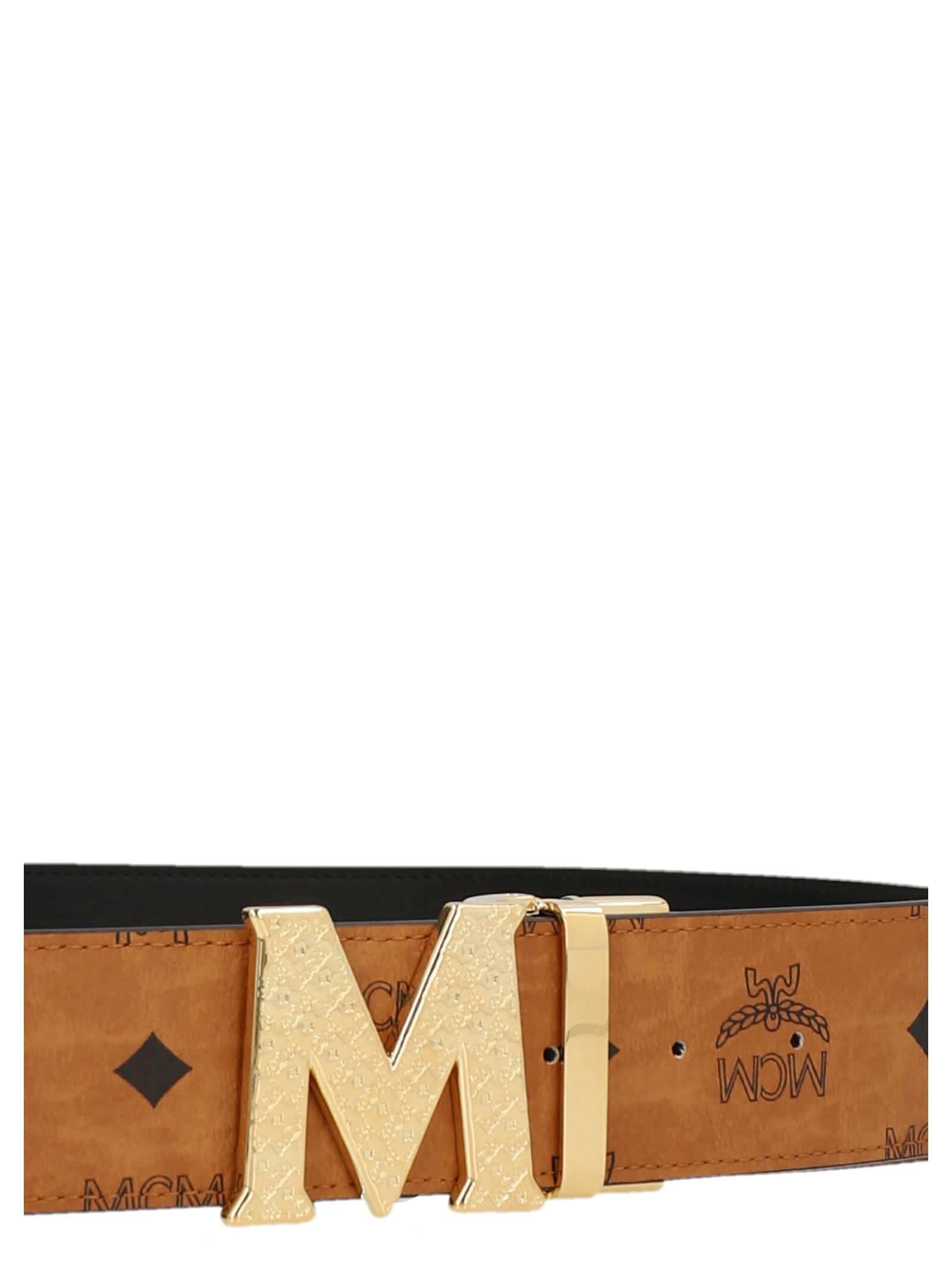 MCM Claus Antique M Reversible Belt In White Logo Visetos in Red for Men