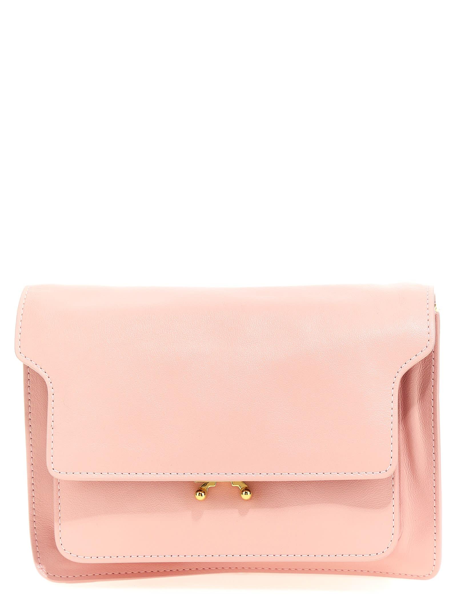 Marni Trunk Leather Shoulder Bag Medium / Pink