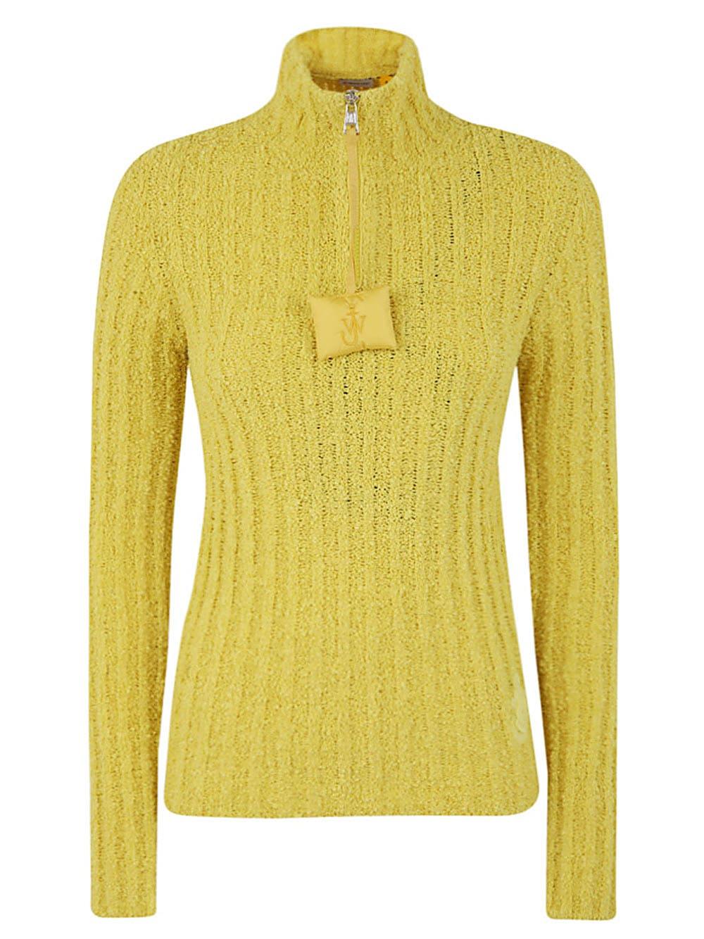 Moncler Turtle Neck With Zip Detail in Yellow | Lyst