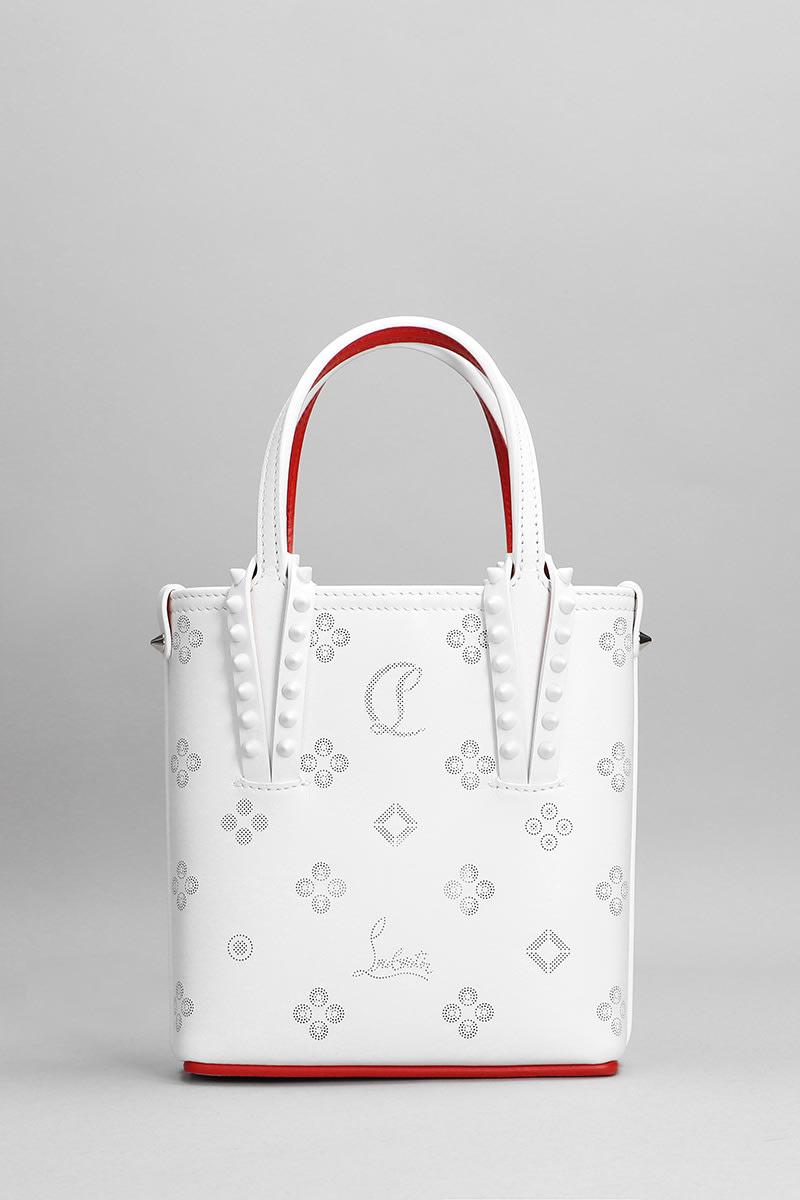 Christian Louboutin Cabata Hand Bag In White Leather in Gray