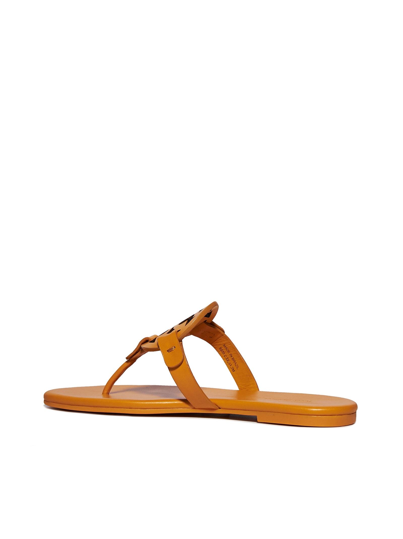 Tory Burch Miller Leather Toe Post Sandals in Brown | Lyst
