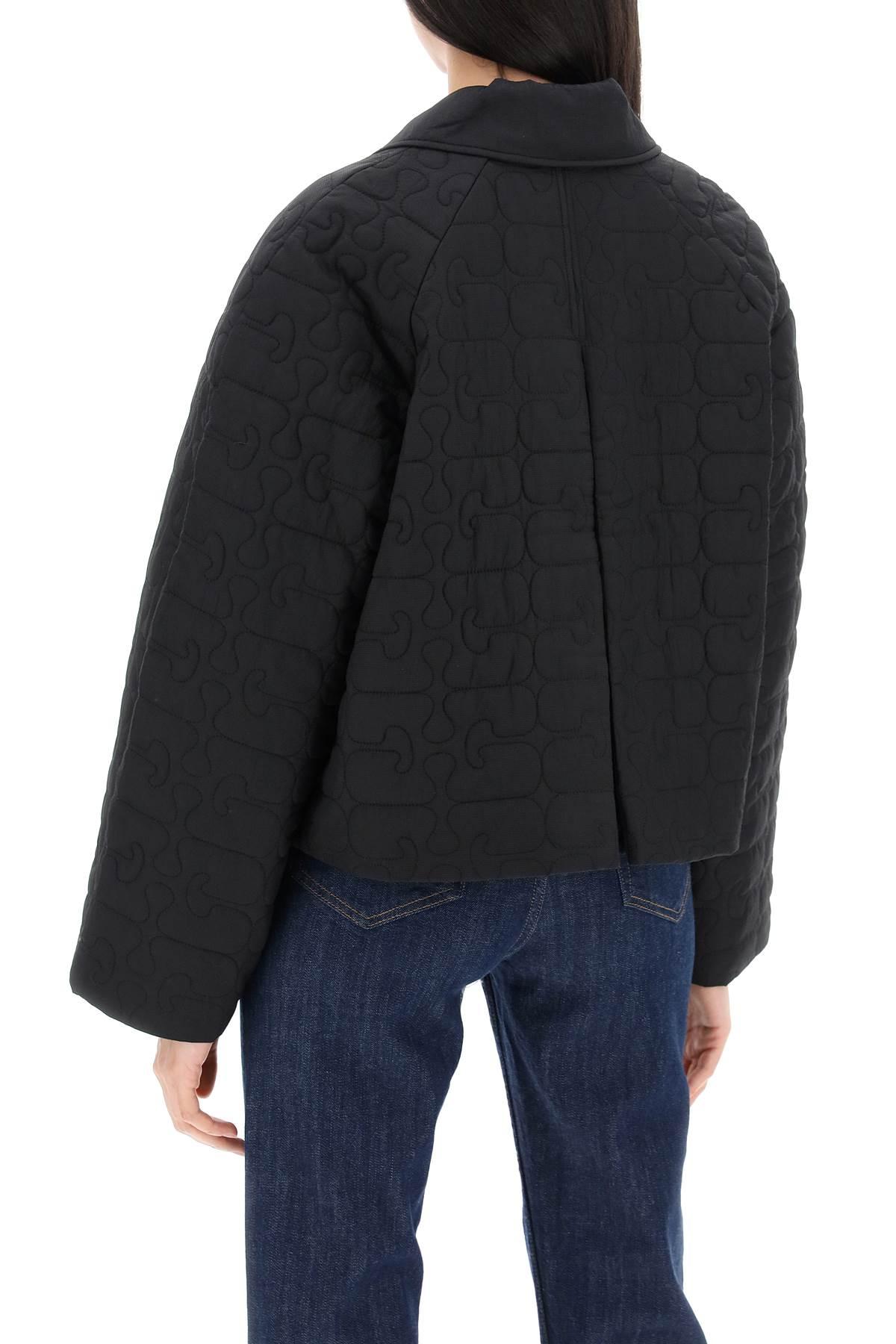 Ganni Short Quilted Jacket in Black | Lyst