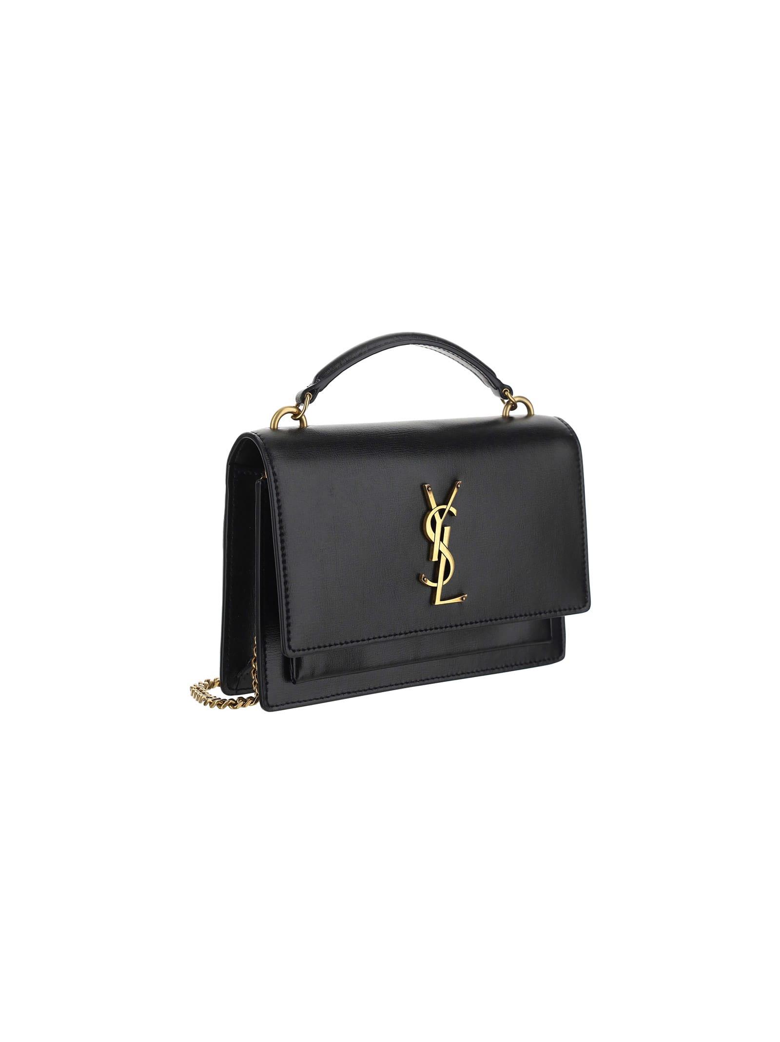saint laurent black sunset leather shoulder bolsa
