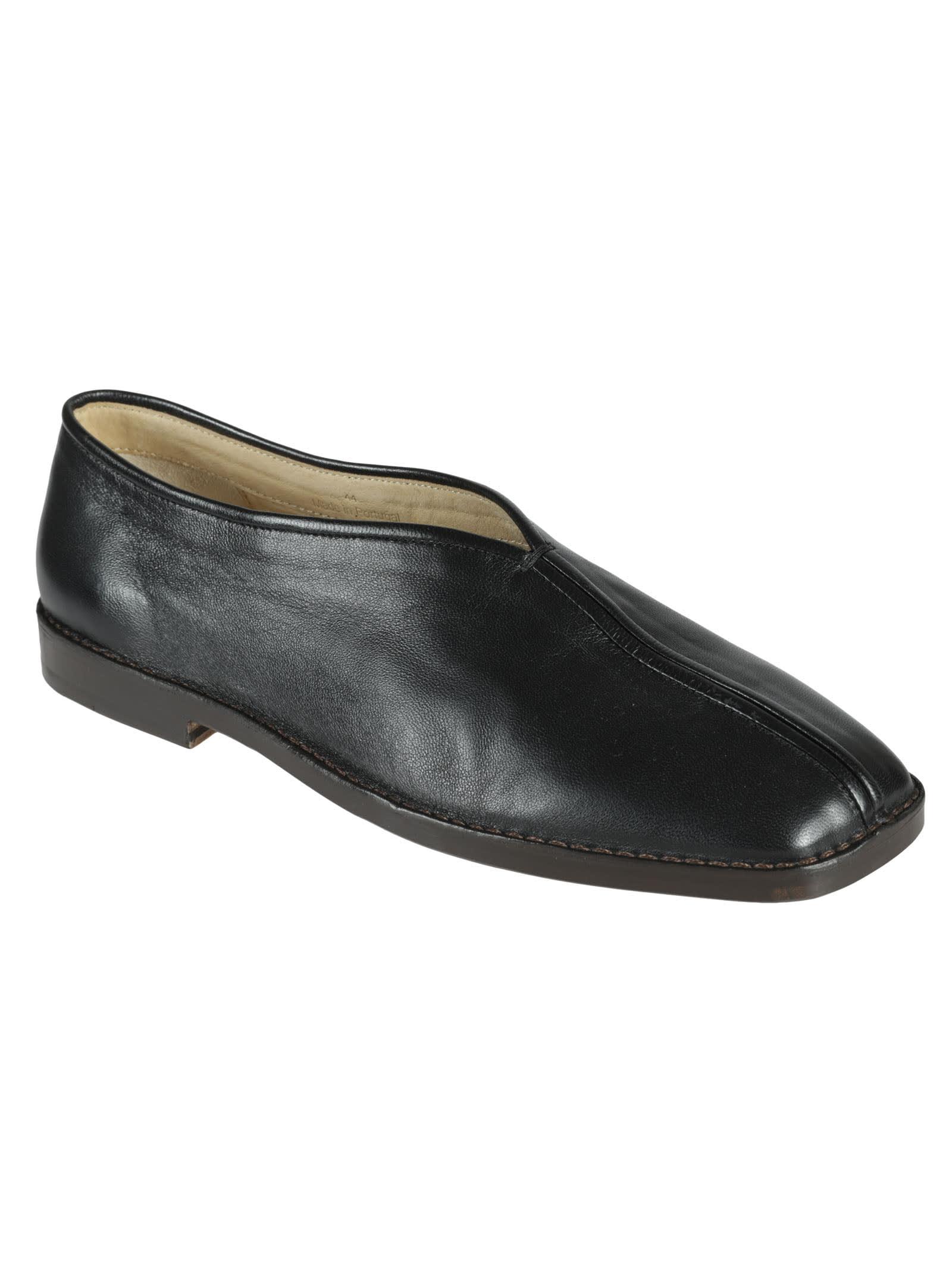 Lemaire Black Flat Piped Slippers