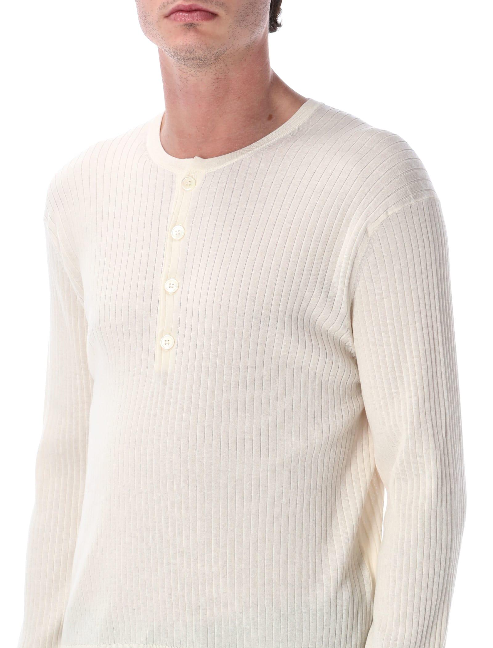Our Legacy Fine Henley Cotton Crepe Sweater in Blue for Men | Lyst