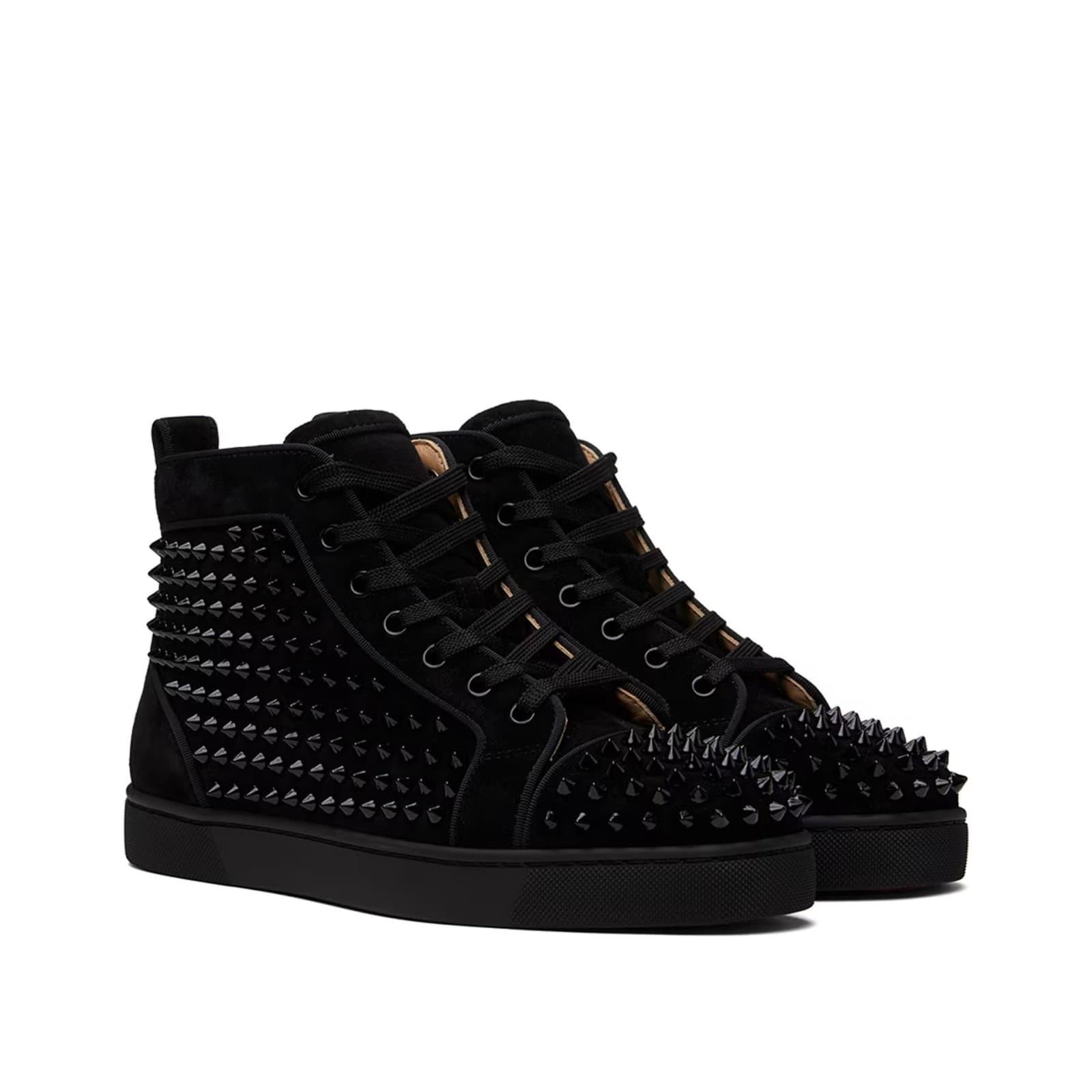 Christian louboutin louis orlato flat spikes suede sales black