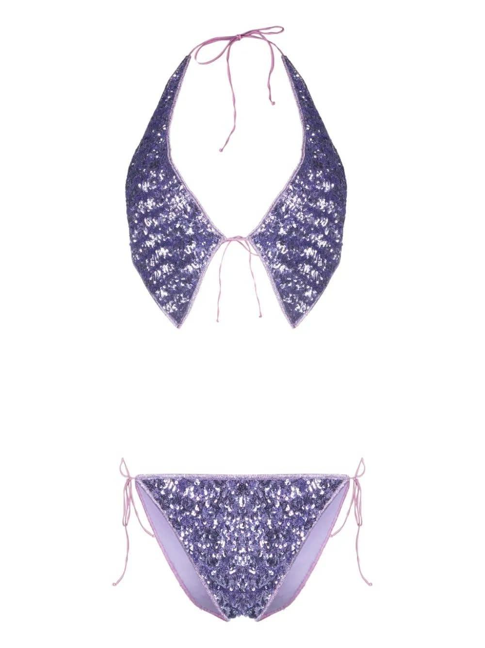 Oséree Sequin-embellished Halterneck Bikini in Purple | Lyst