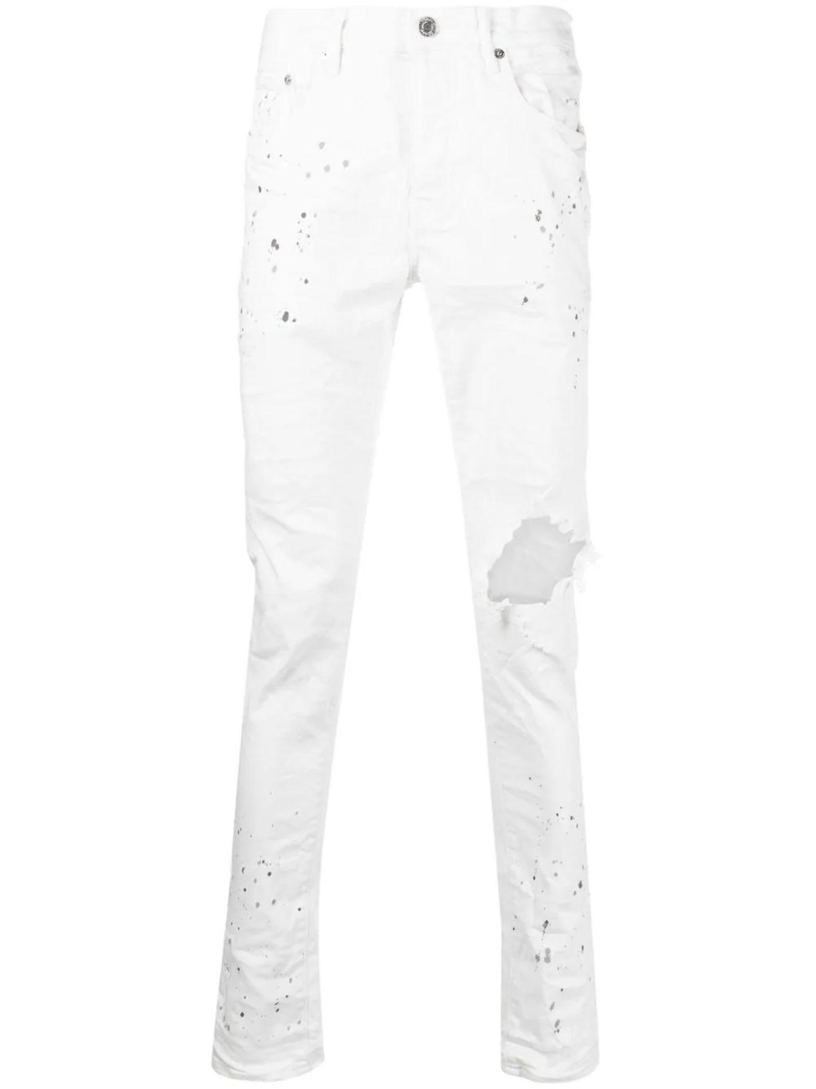 Purple Brand Paint-splatter Skinny Jeans in White for Men