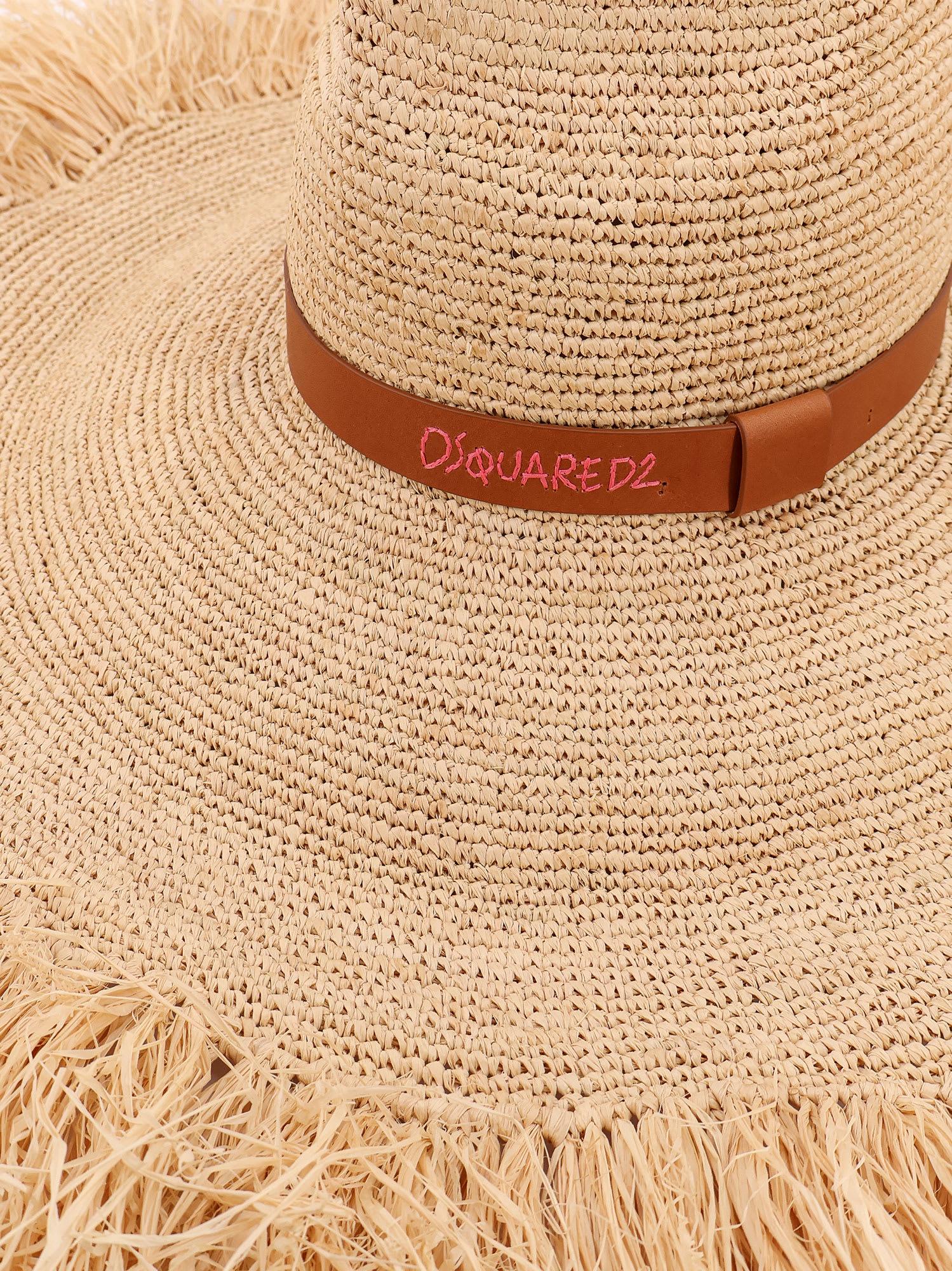 ハット DSQUARED2 Dsquared2 Summer Lovers natural rafia hat DSQUARED2 Dsquared2 Summer Lovers natural rafia hat – Modishus