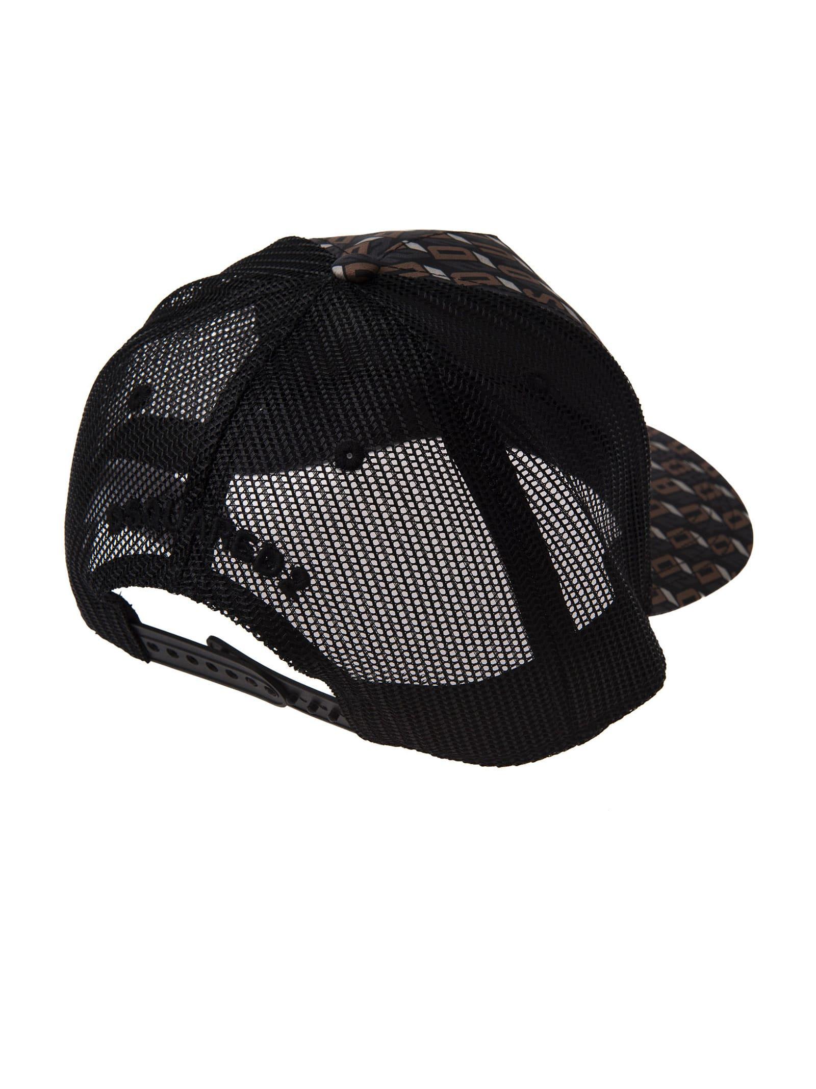 DSquared² Logo Print Mesh Cap in Black 