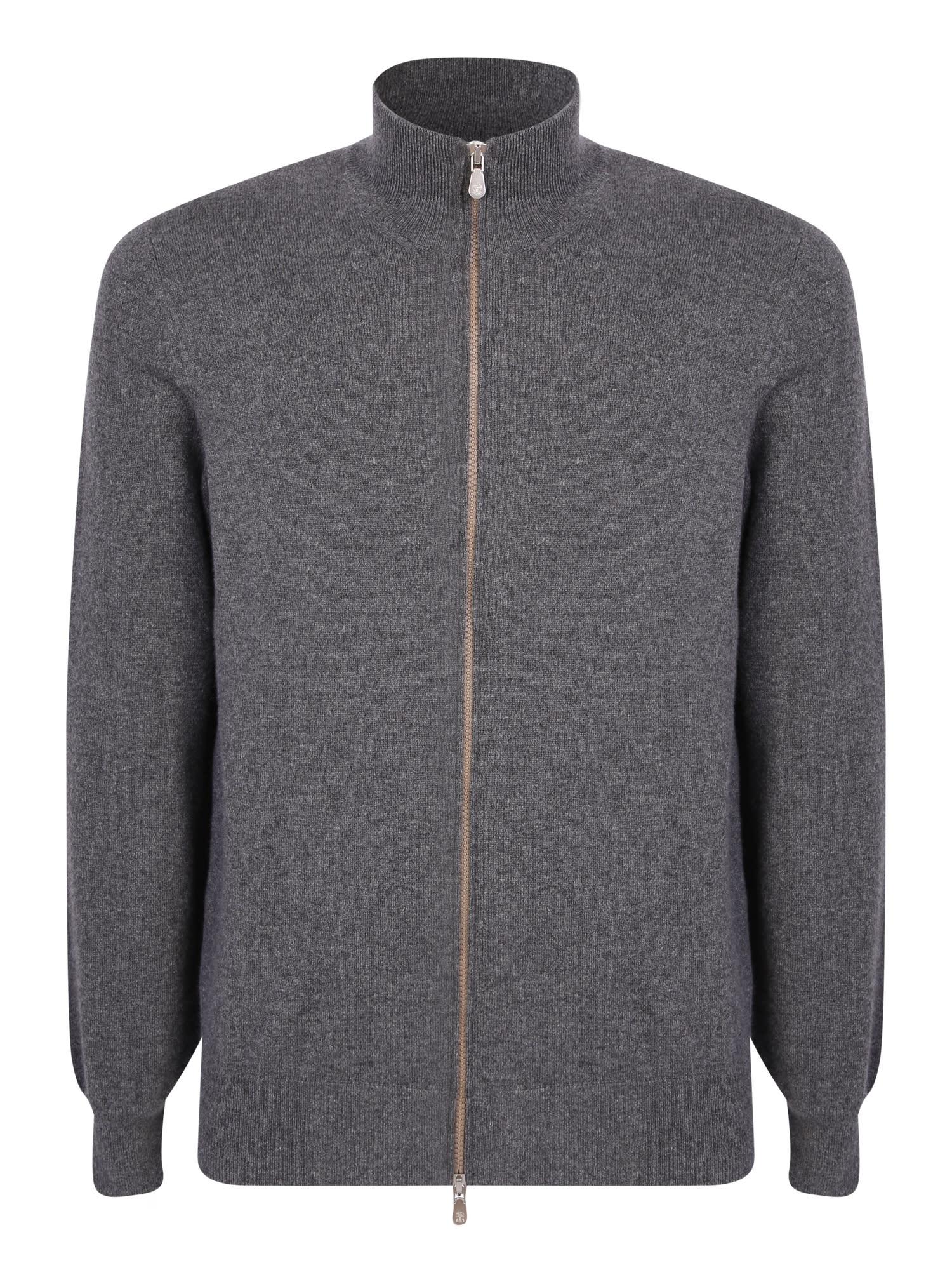 Grey Mens Clothing Sweaters and knitwear Zipped sweaters Brunello Cucinelli Cashmere Knit Zip Sweater in Grey for Men 
