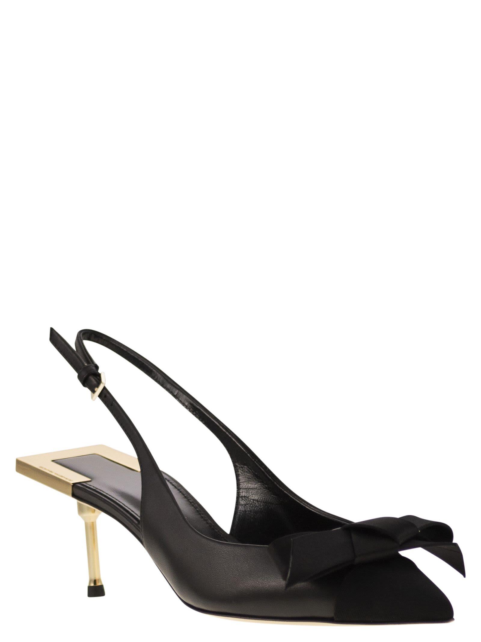 サンダル・ミュール ELISABETTA FRANCHI Nappa leather slingback with satin bow Elisabetta Franchi Nappa Leather Slingback With Satin Bow in