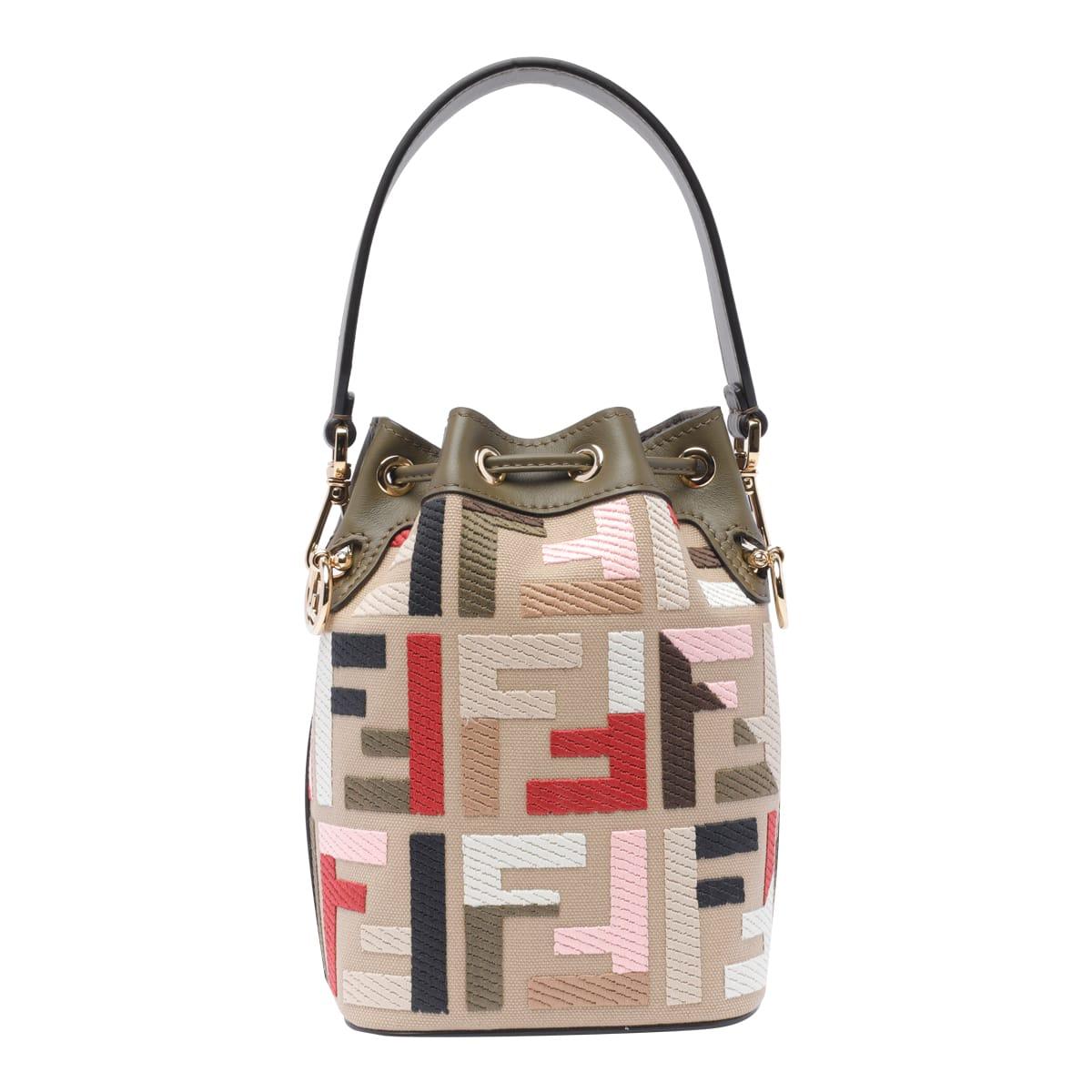 OUTLET【FENDI】PINK×BLACK☆ロゴ Mon Tresor ハンドバッグ ピンク系 FENDI MON TRESOR(フェンディ モン トレゾール