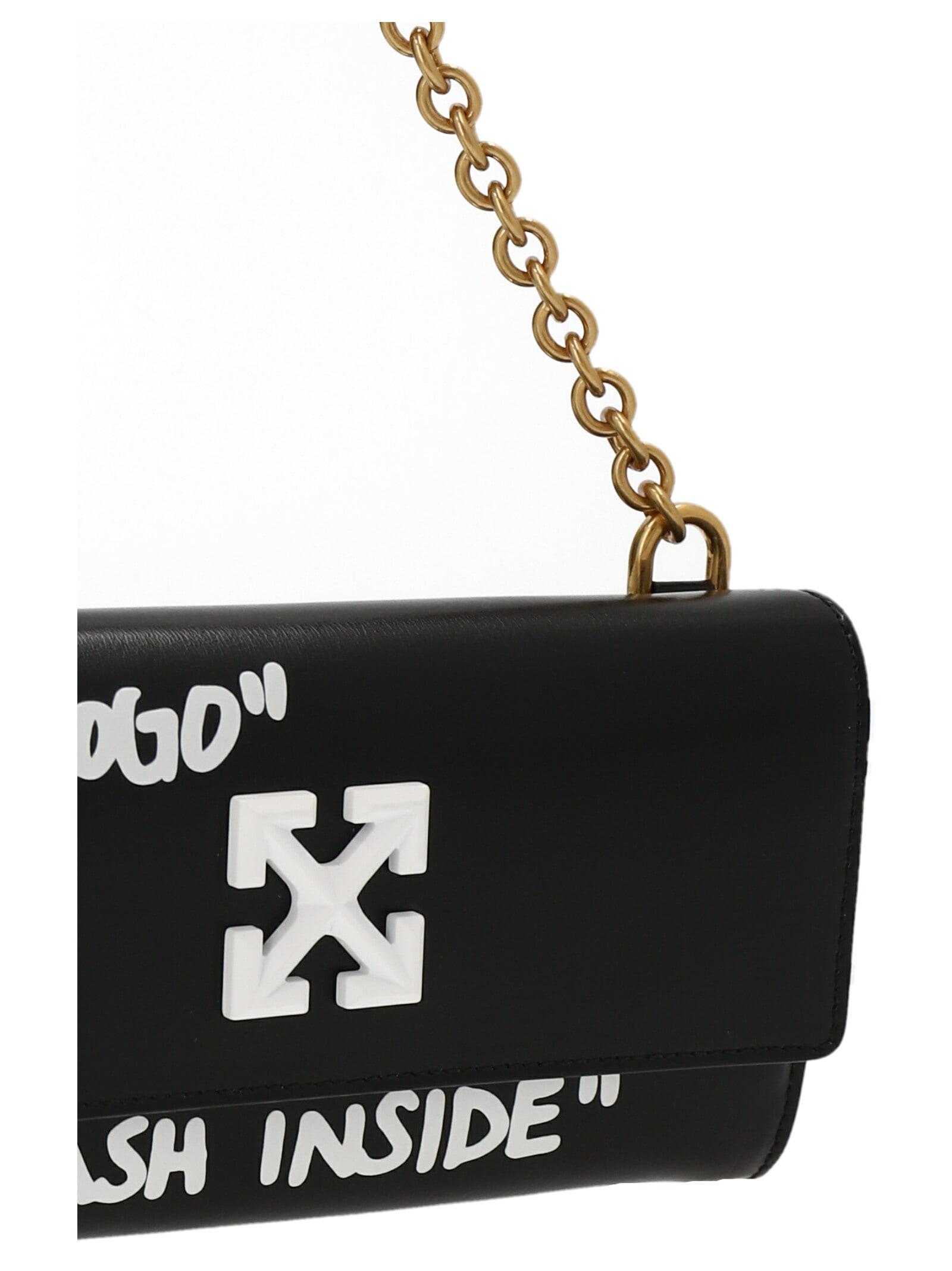 Off White Black Jitney Quote Wallet on Chain Leather Pony-style calfskin  ref.1006972 - Joli Closet