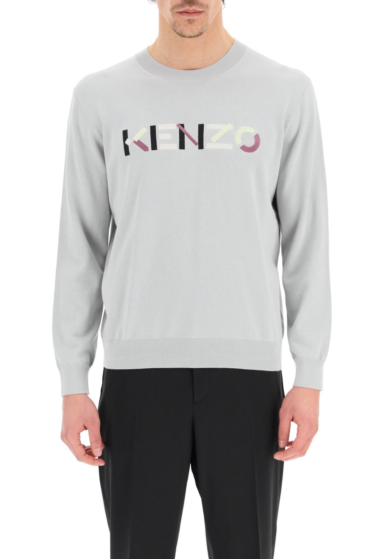 Sweater With Multicolour Logo Embroidery