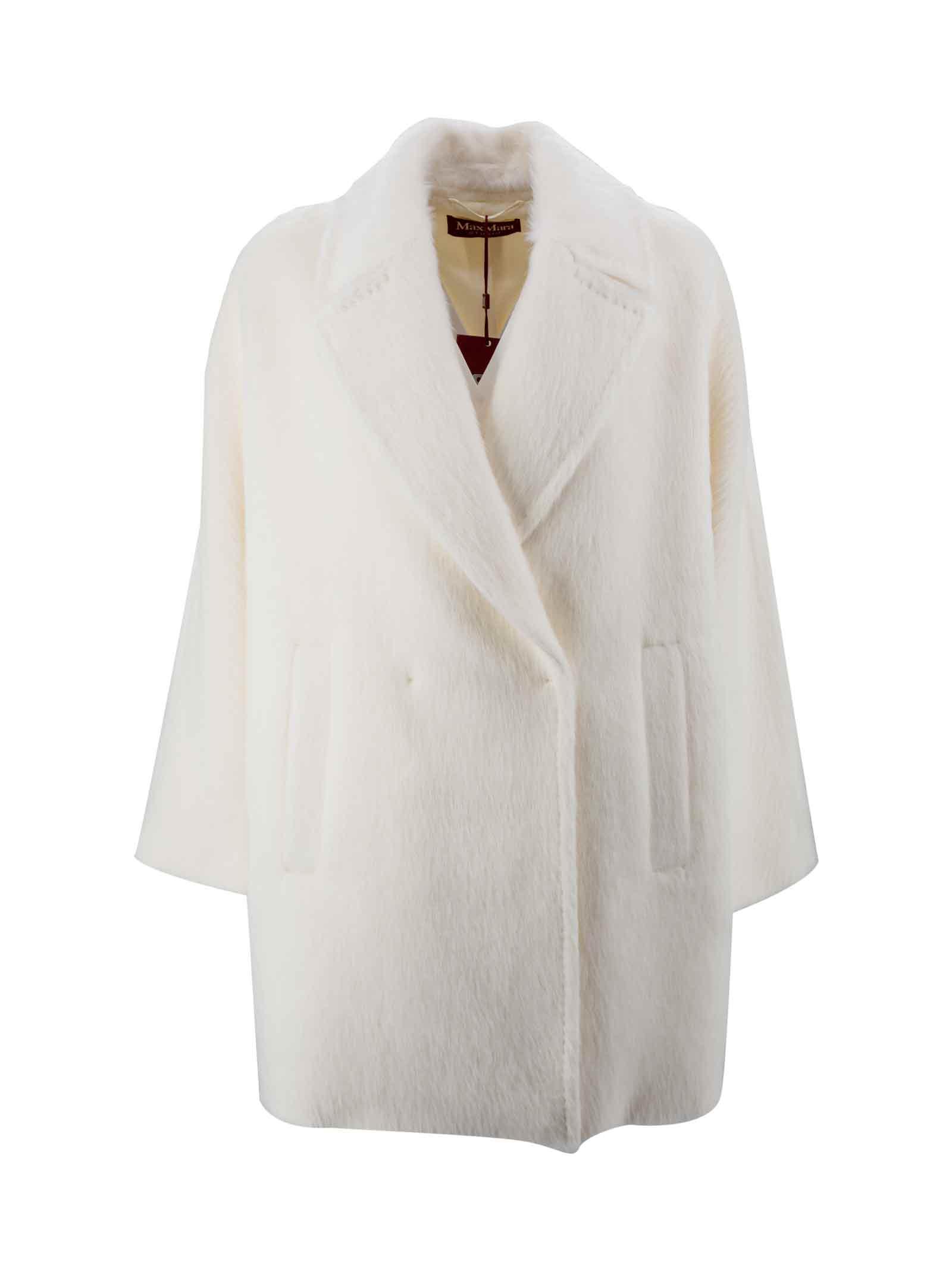 Max Mara Studio Alpaca And Wool Blend Coat in White | Lyst