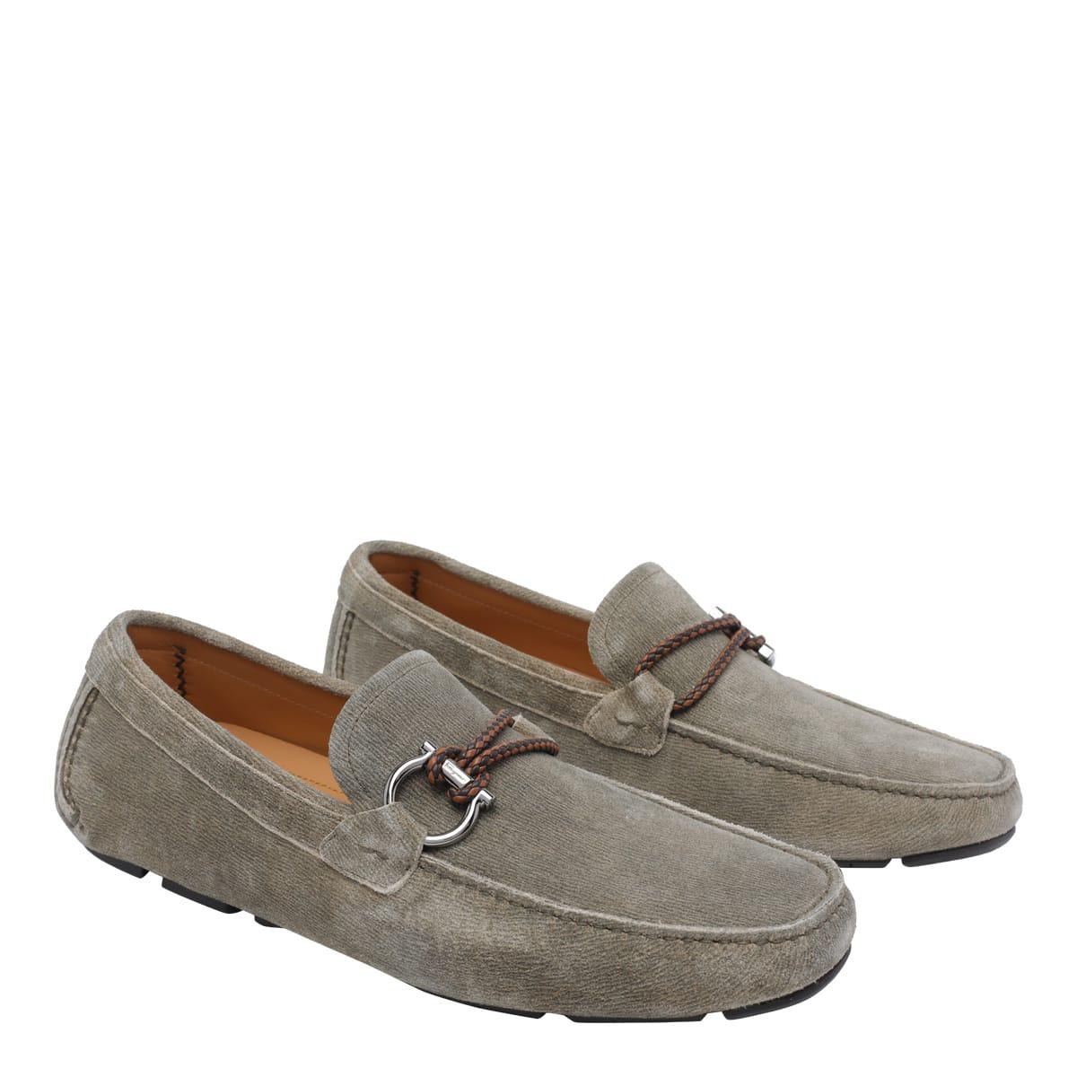 Ferragamo Gancini Suede Loafers in Grey for Men | Lyst UK display picture 1