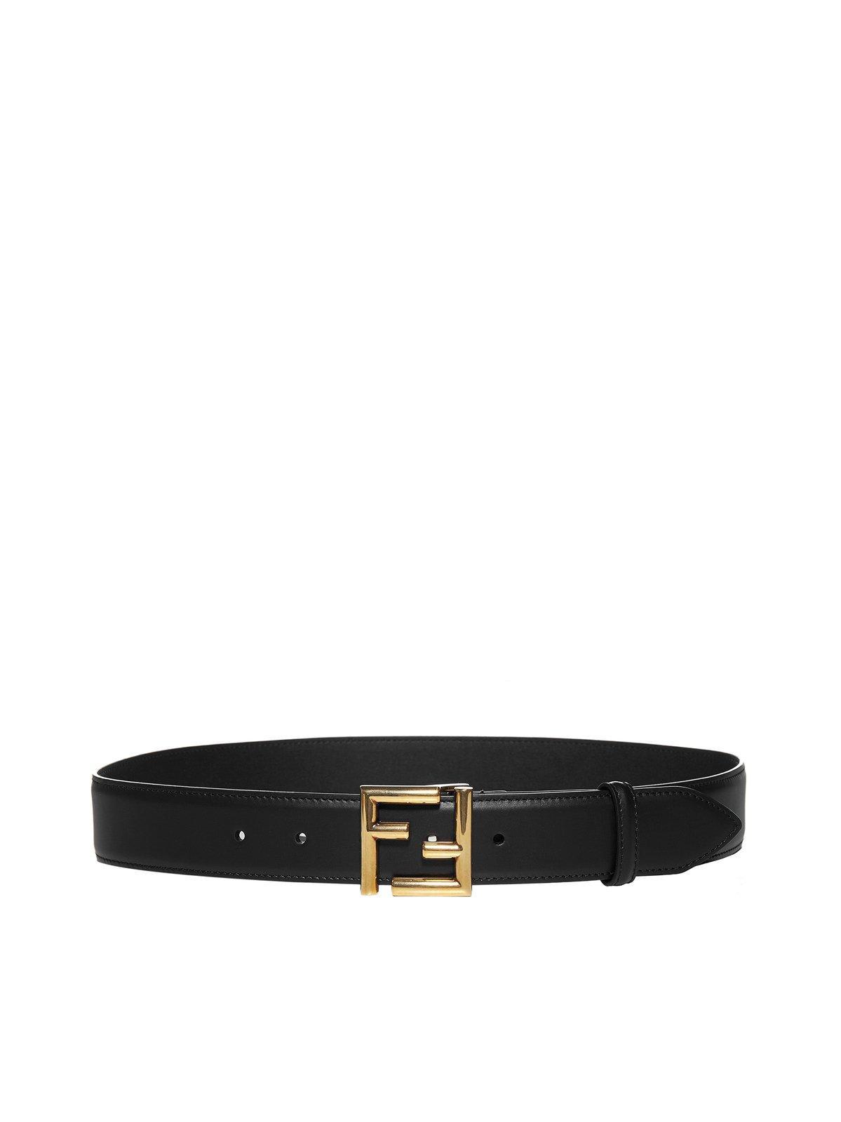 Fendi Ff Logo Plaque Buckle Belt in White | Lyst