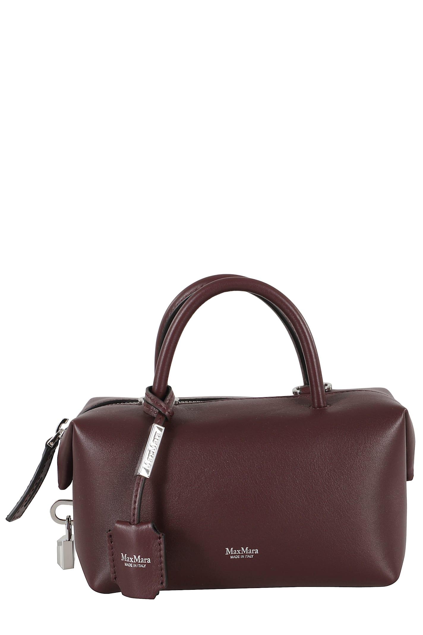 Max Mara ロゴディテールトップハンドルバッグ 美品✨】マックスマーラ バニティバッグ MMロゴ トップハンドル