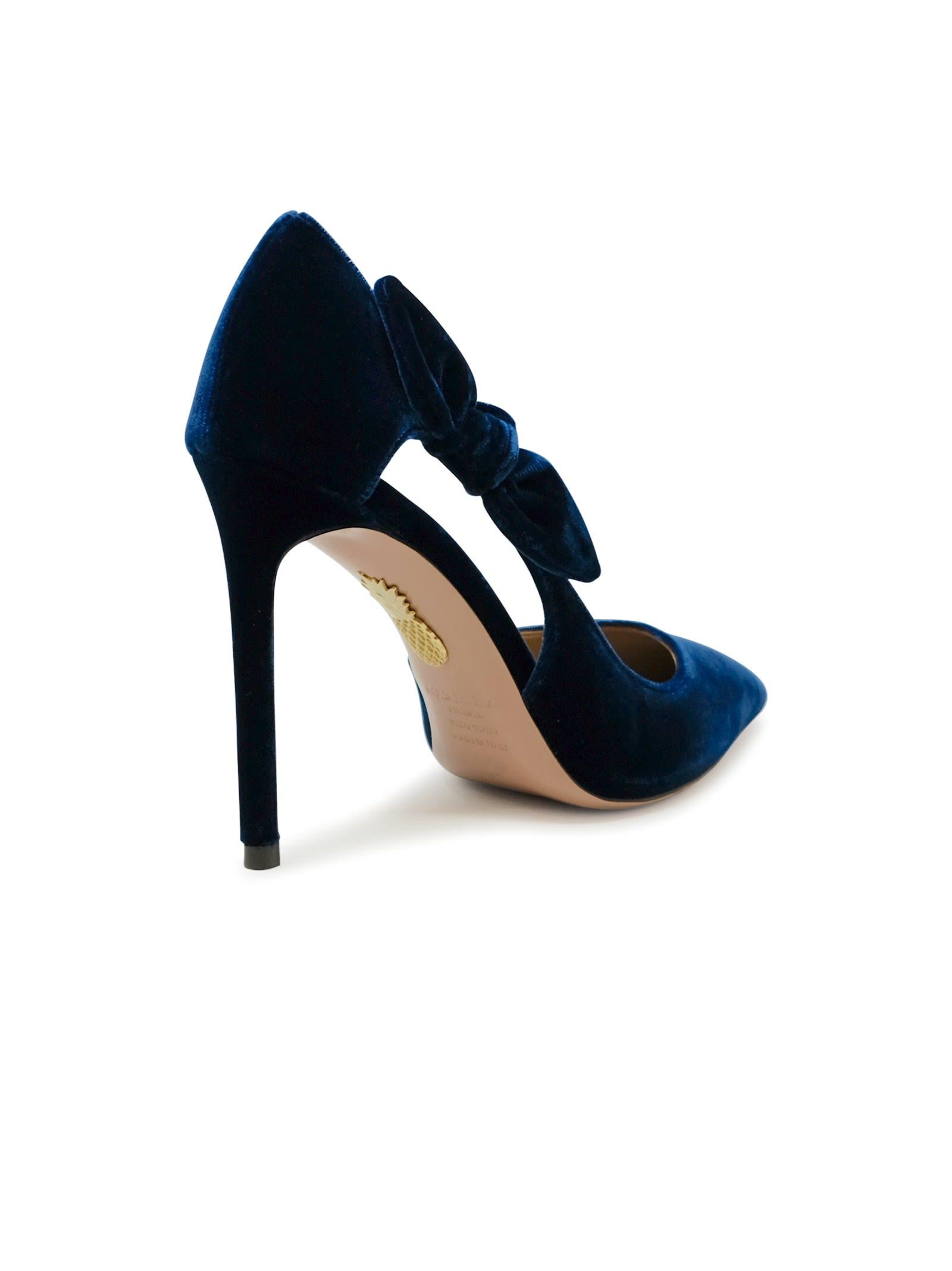 Aquazzura Velvet Bow-Tie Pumps in Blue Lyst - Main Image