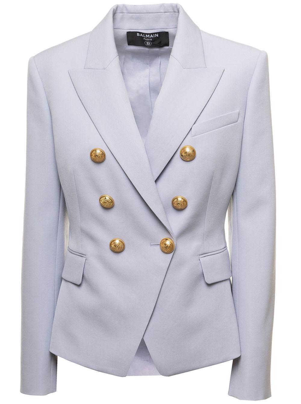 Balmain 6 Buttons Grain De Poudre Jacket in Gray | Lyst