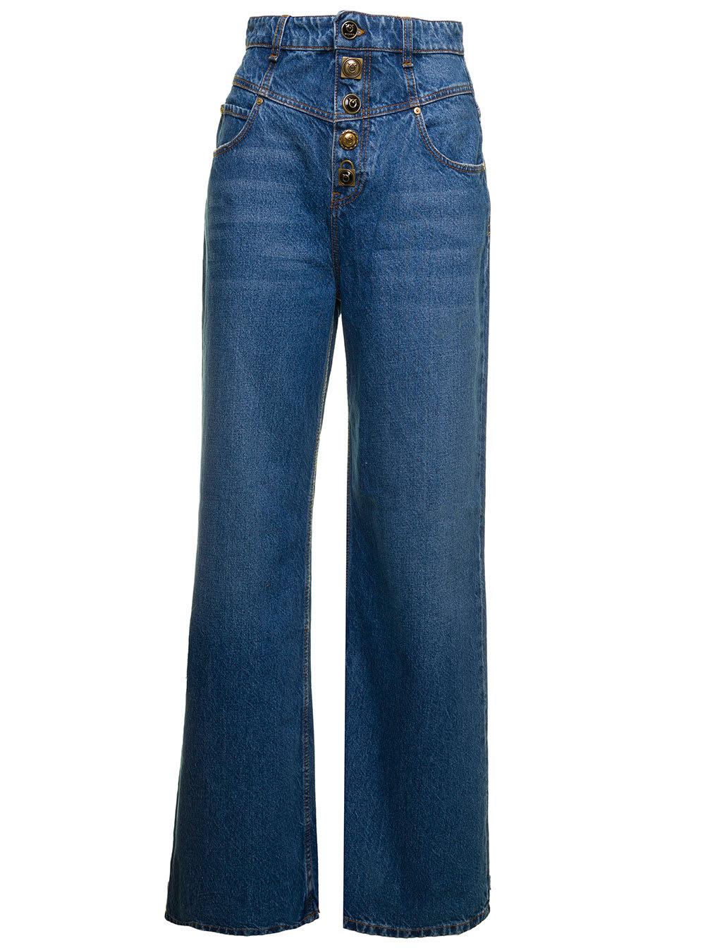Pinko Jeans A Zampa Con Bottoni A Vista Donna in Blue | Lyst
