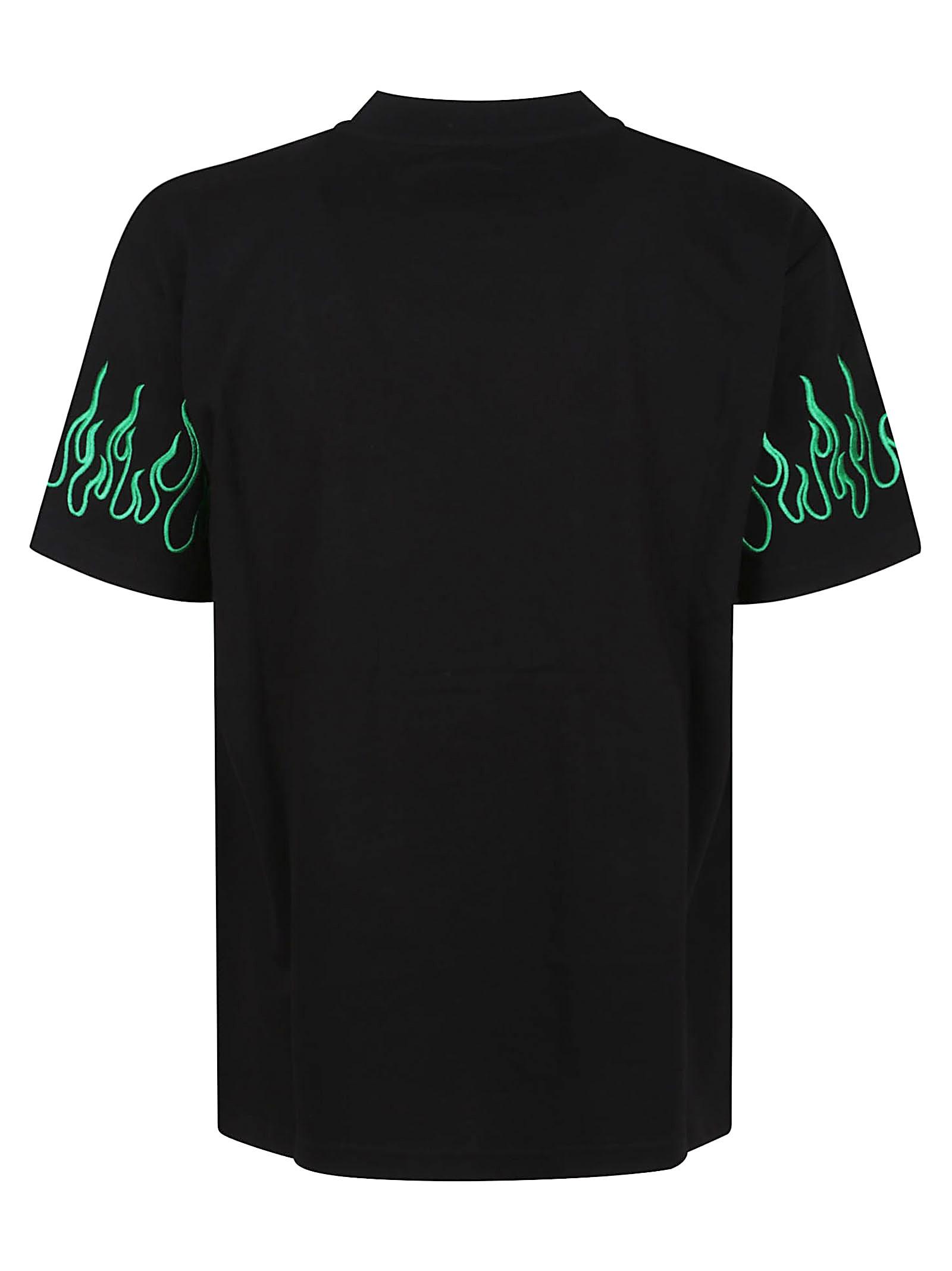 Tシャツ・カットソー VISION OF SUPER EMBROIDERED FLAMES AND LOGO T-SHIRT WHITE T-SHIRT BLACK FLAMES | Vision of Super SS24