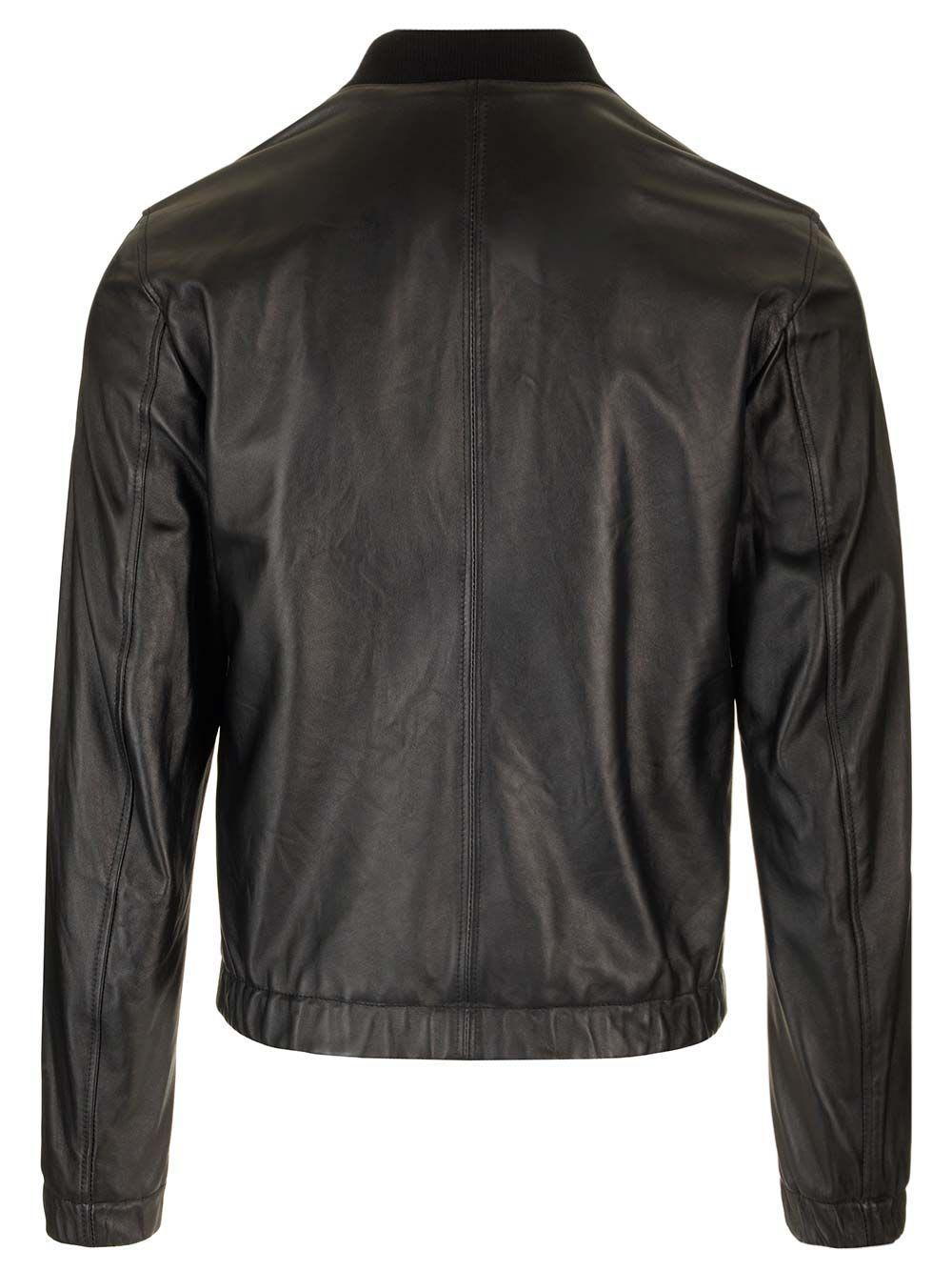 Dolce and gabbana black leather jacket hot sale