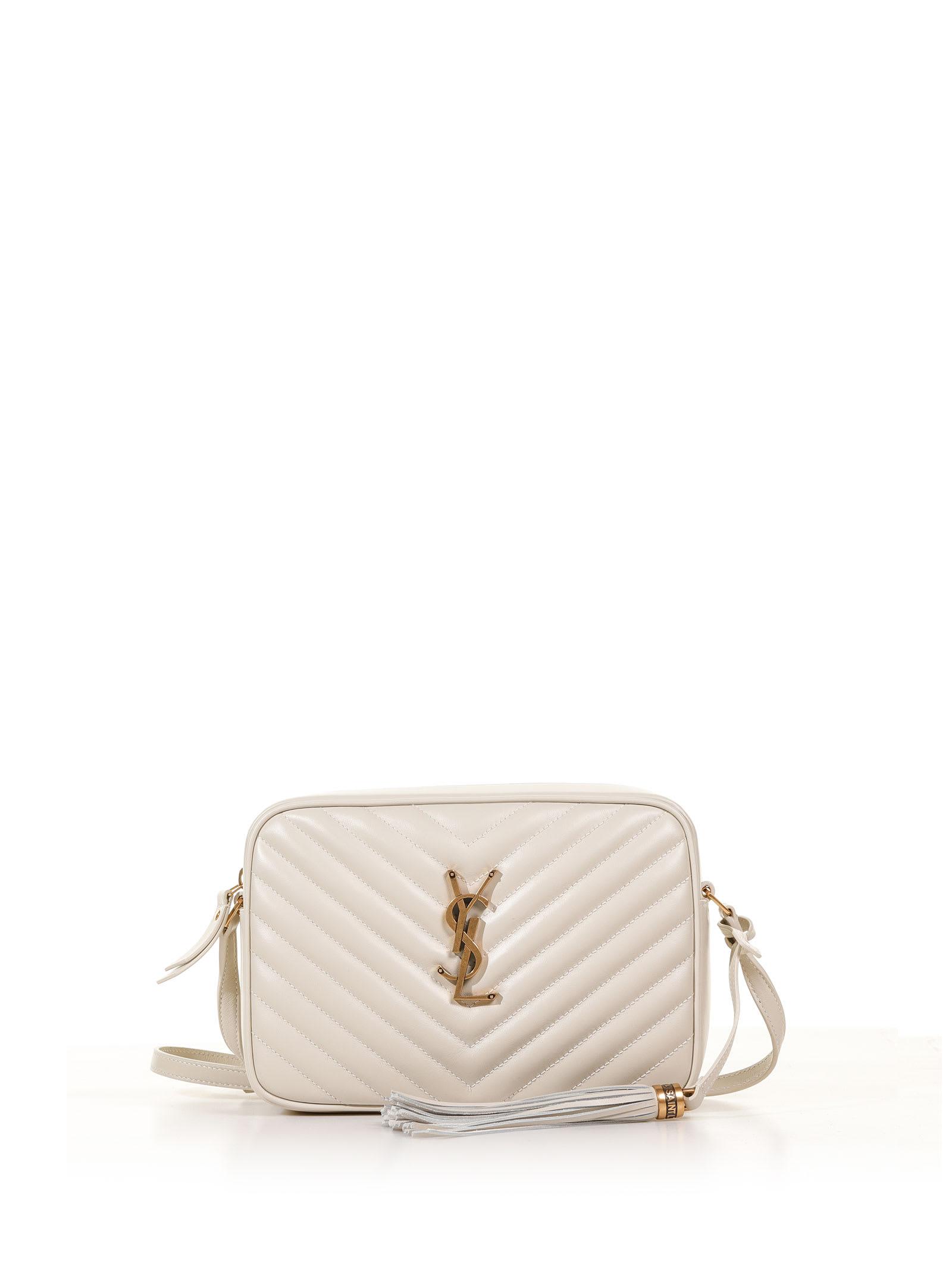Saint Laurent Loulou Camera Bag In Quilted Leather in Natural