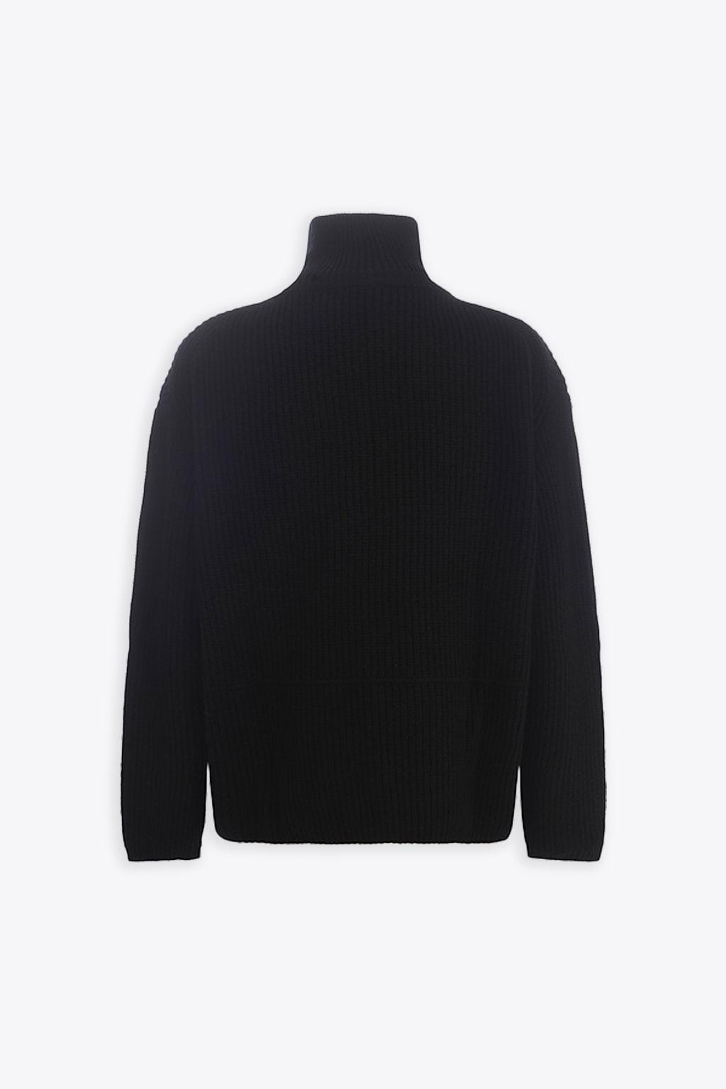 Axel Arigato Team Halfzip Sweater Black Ribbed Wool Half zip